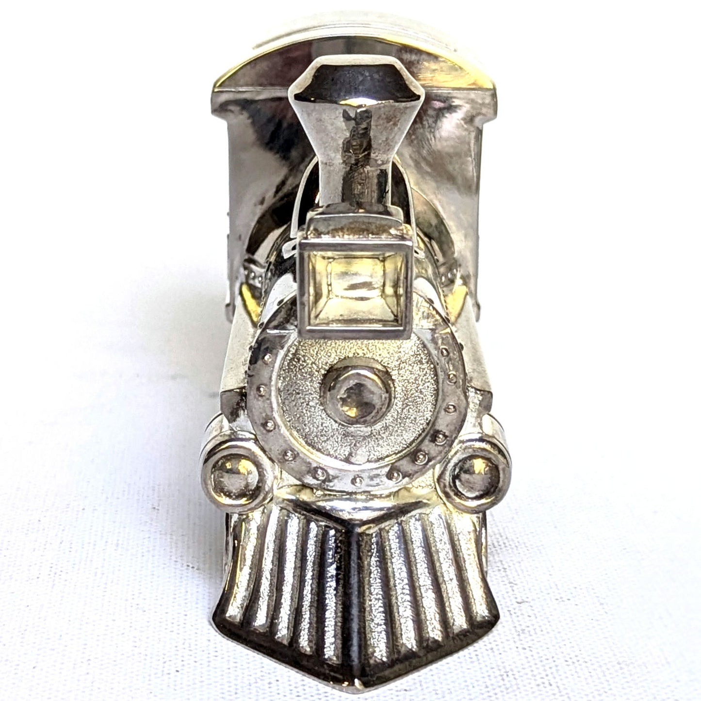 Vintage 1990s Silverplate Metal Train Coin Piggy Bank Collectible Keepsake "Dan"
