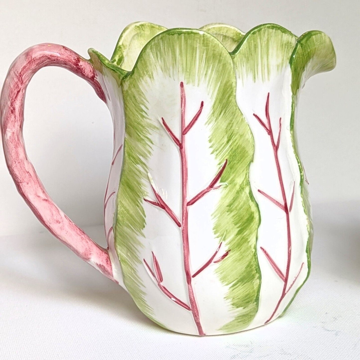 The Haldon Group Tobacco Leaf Pitcher and Bowl with Handle Vintage 1988