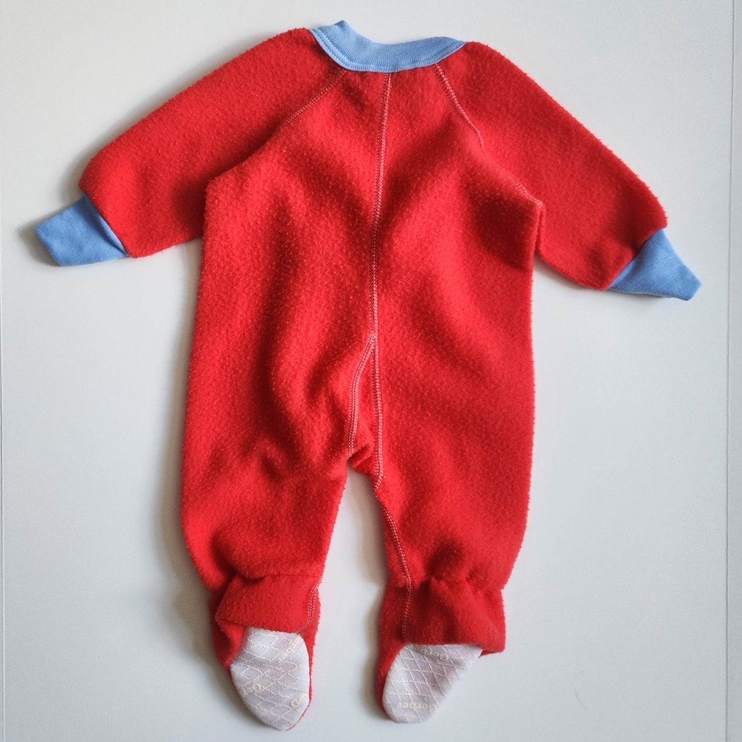 Gerber Vintage 80s Baby Red & Blue Fleece Footie Zip Sleeper Size 7-12 months