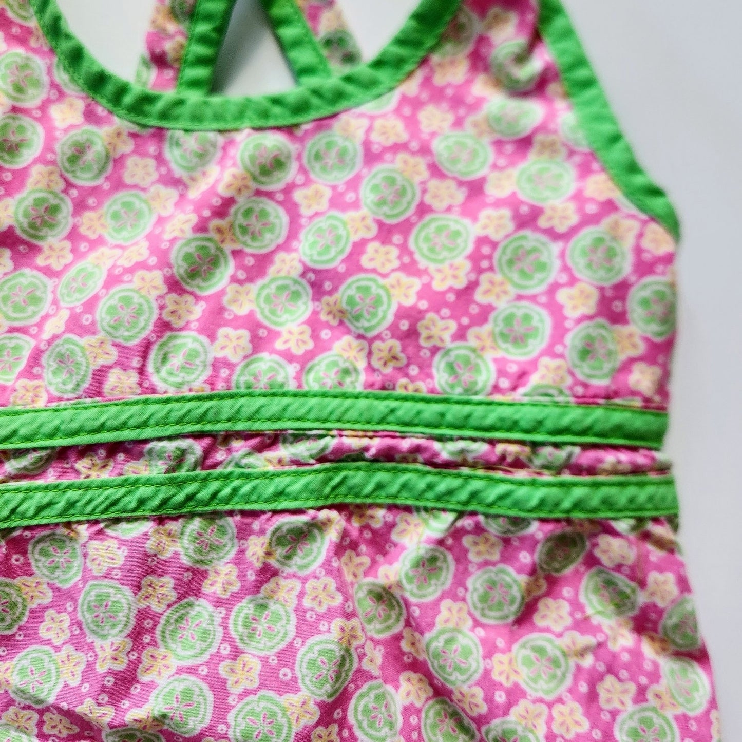 Lilly Pulitzer Vintage 90s Girls Pink & Green Sandollar Sleeveless Dress Size 5