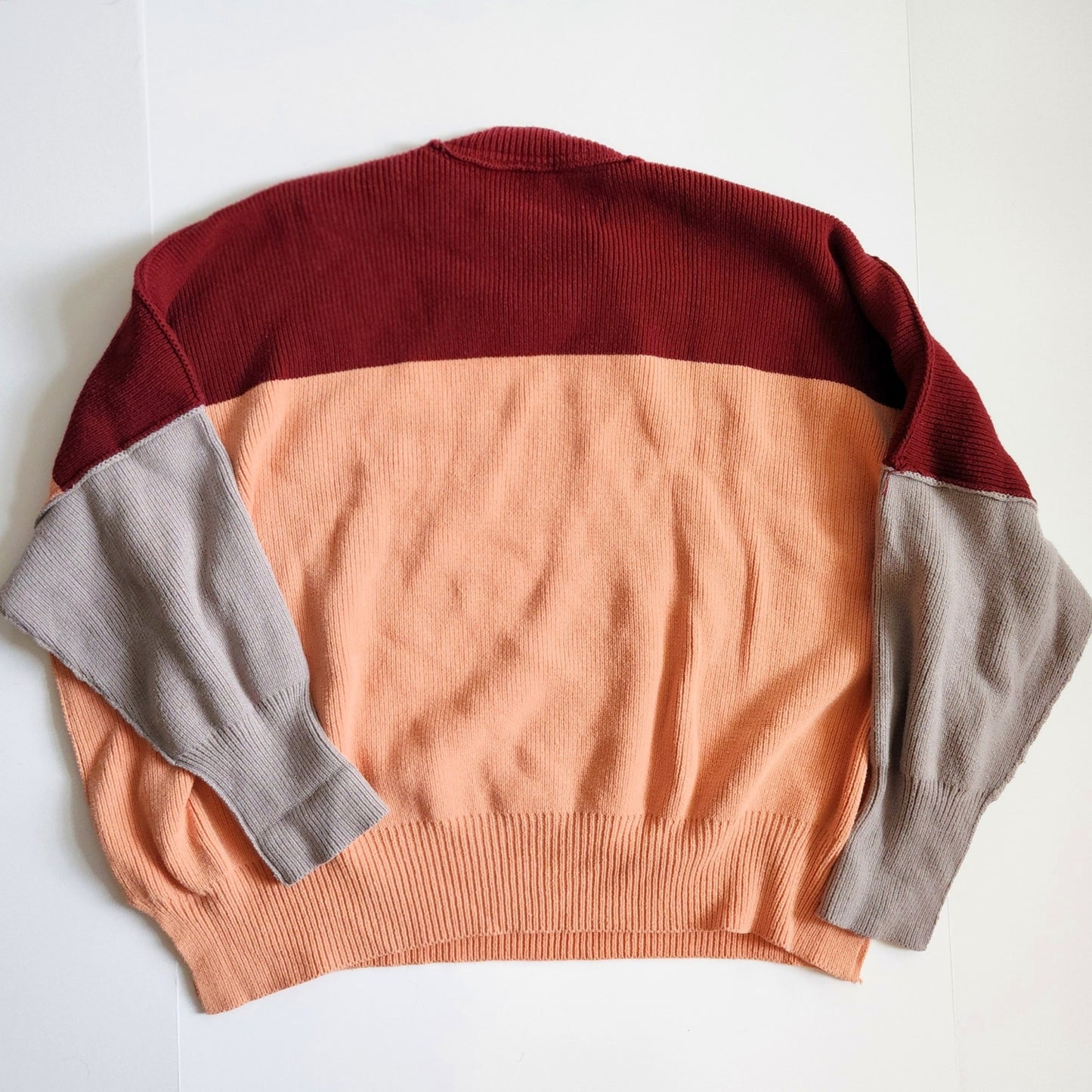 Free People Easy Street Oversized Slouchy Colorblock Tunic Sweater Peach Combo | Women's Size M