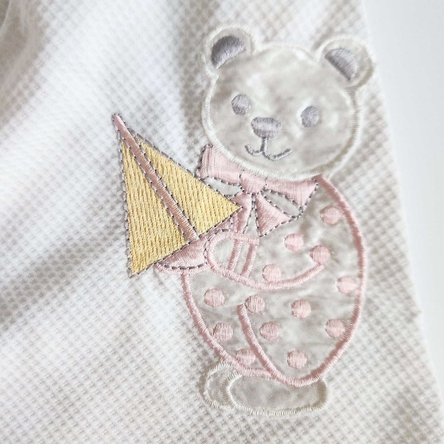 Little Bitty Vintage 1980s Baby Girls White Bear & Sailboat Dress Size 18 Months