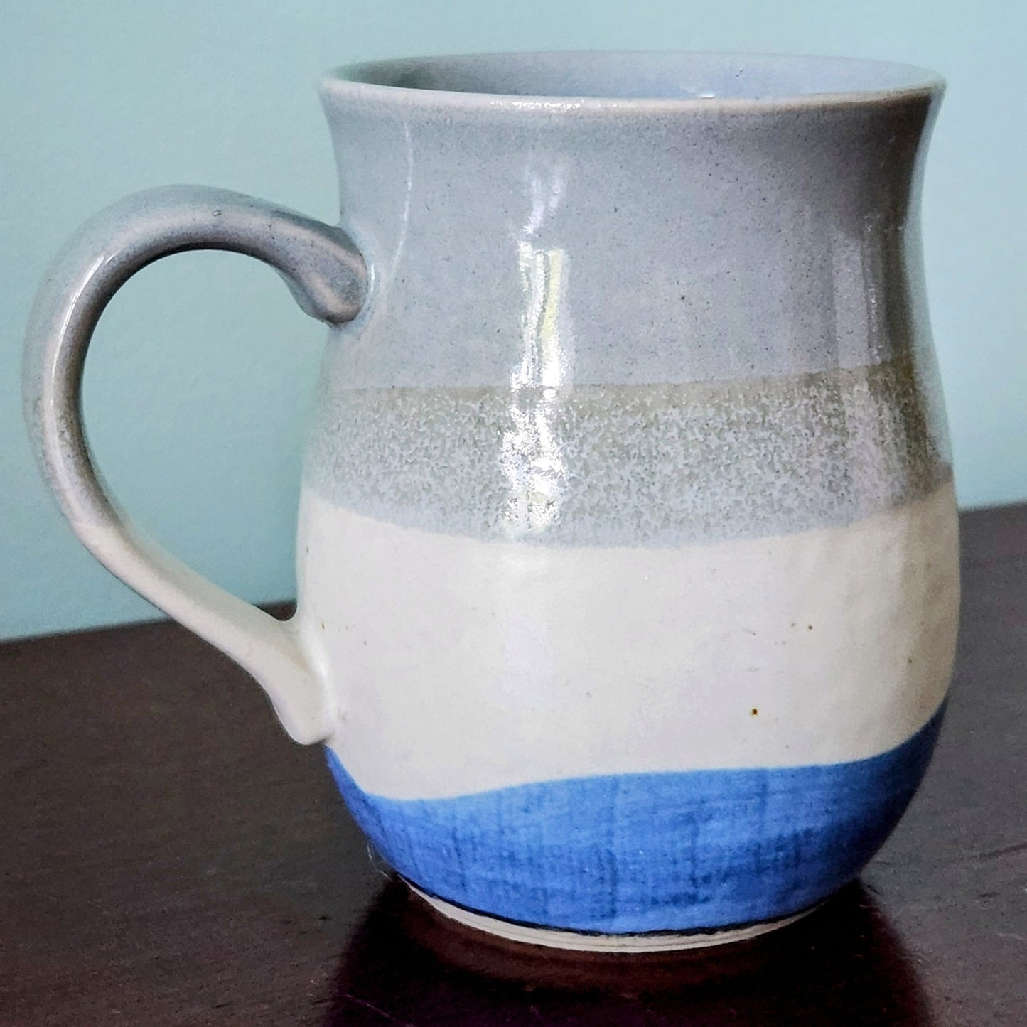 Otagiri Stoneware Vintage 1970s Pelicans on Pylons Blue Coffee Mug