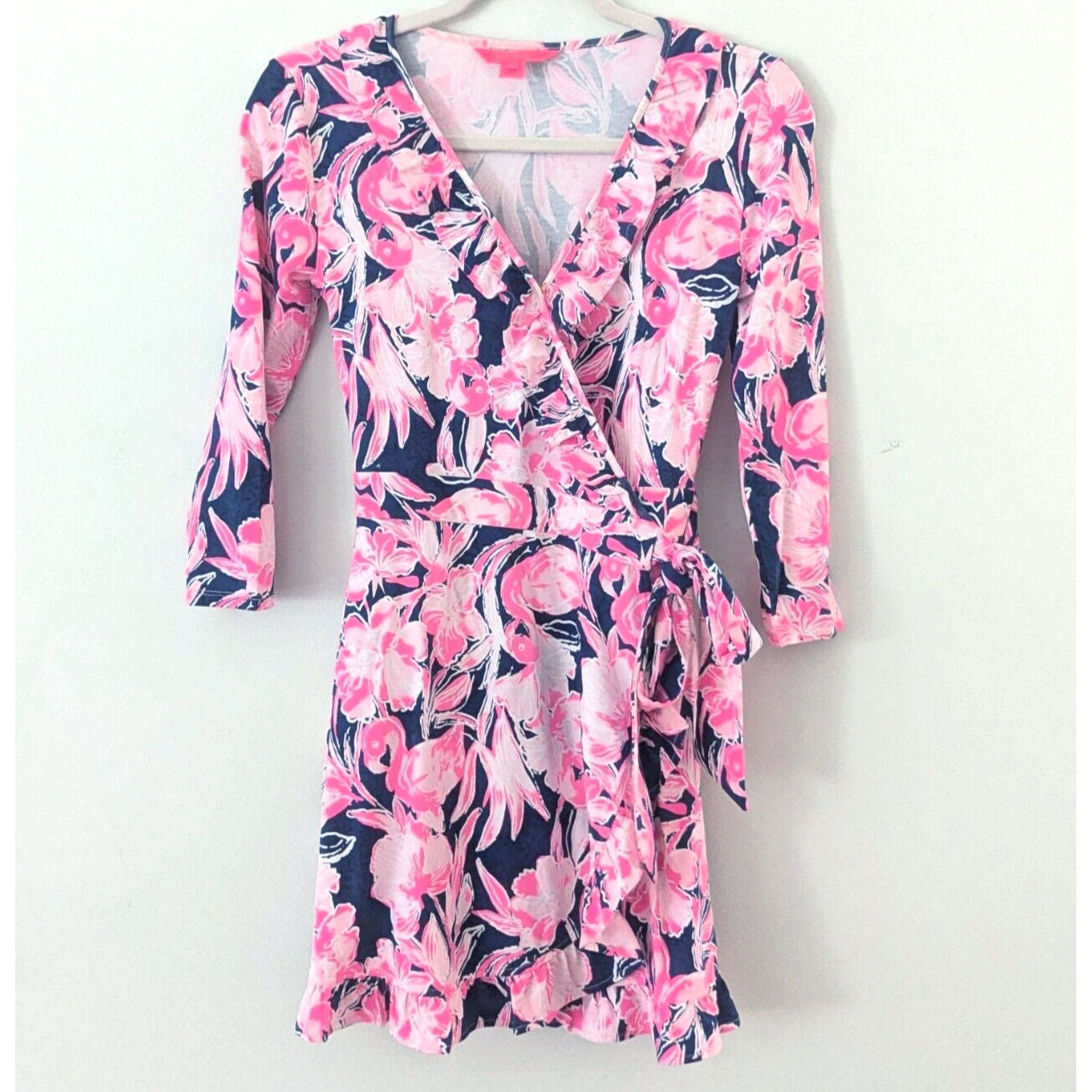 Lilly Pulitzer Jessalynne Romper in Inky Navy Flamingle Skort Dress Size XS
