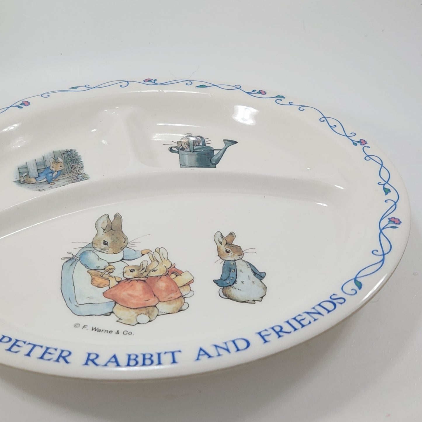 Vintage 1980s Beatrix Potter Peter Rabbit & Friends Divided Kids Toddler Plate