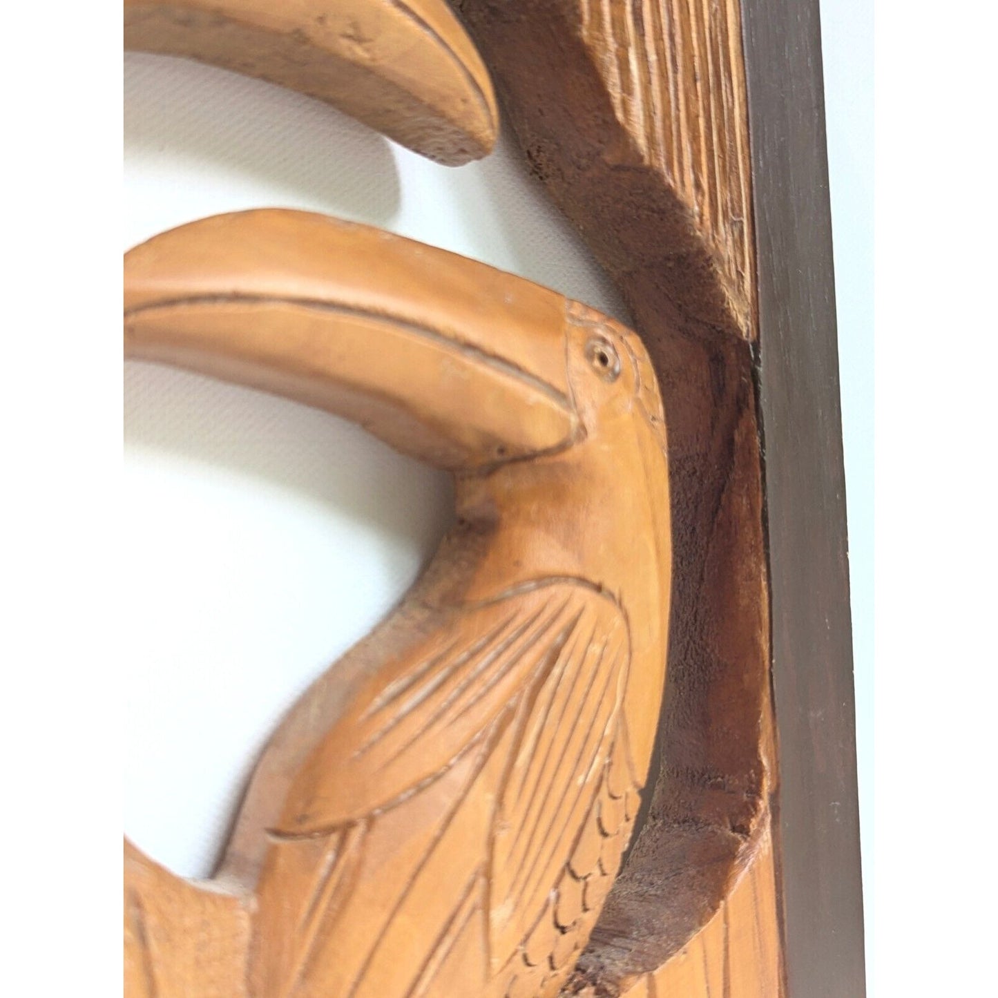 Vintage Hand Carved Wooden Toucans Wall Hanging from Costa Rica South America