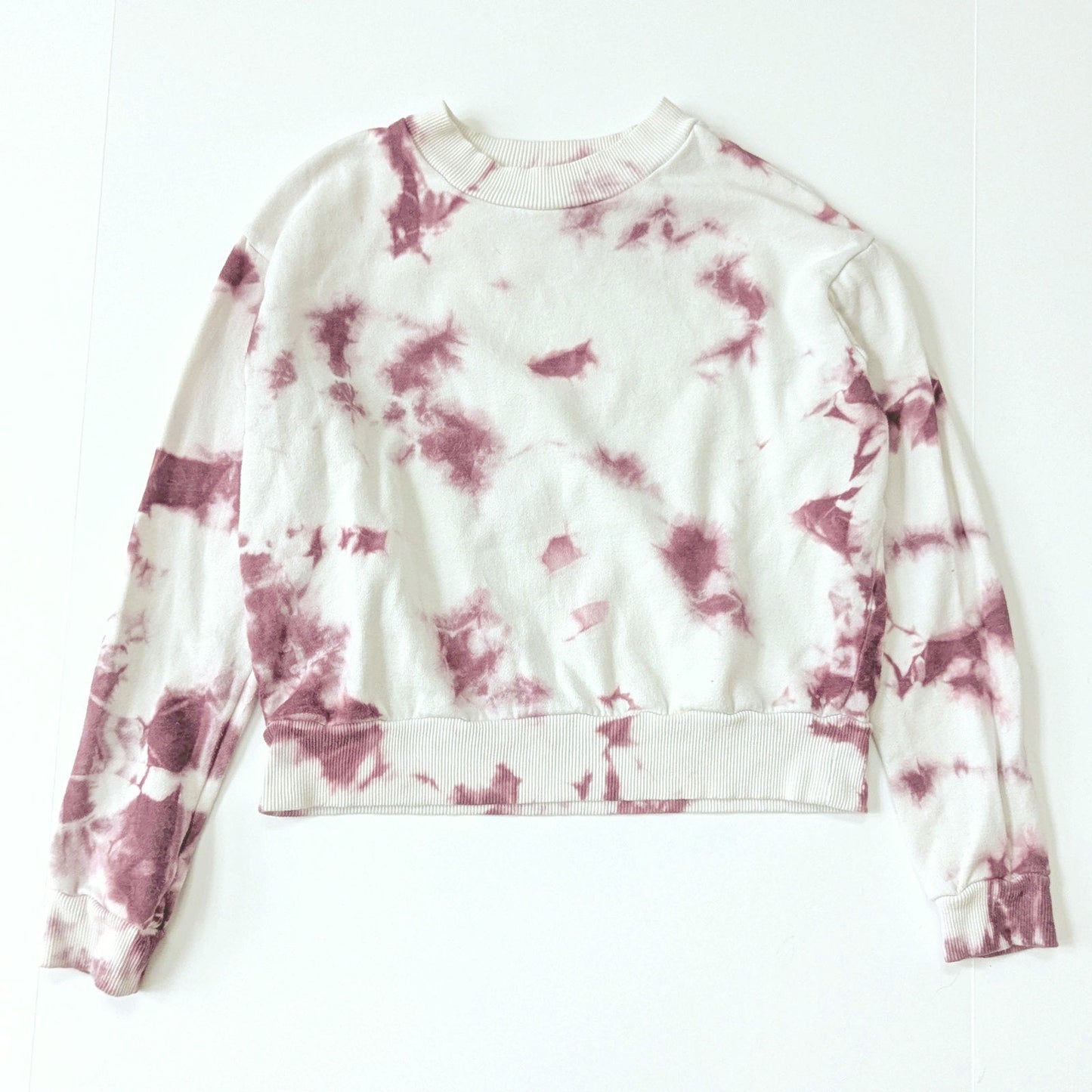 90 Degree by Reflex Women's White & Purple Tie Dyed Crewneck Sweatshirt Size XS