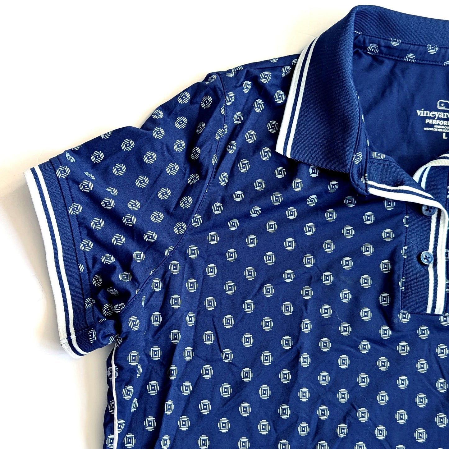 Vineyard Vines Women's Performance Polo Shirt Navy Blue & White Size L