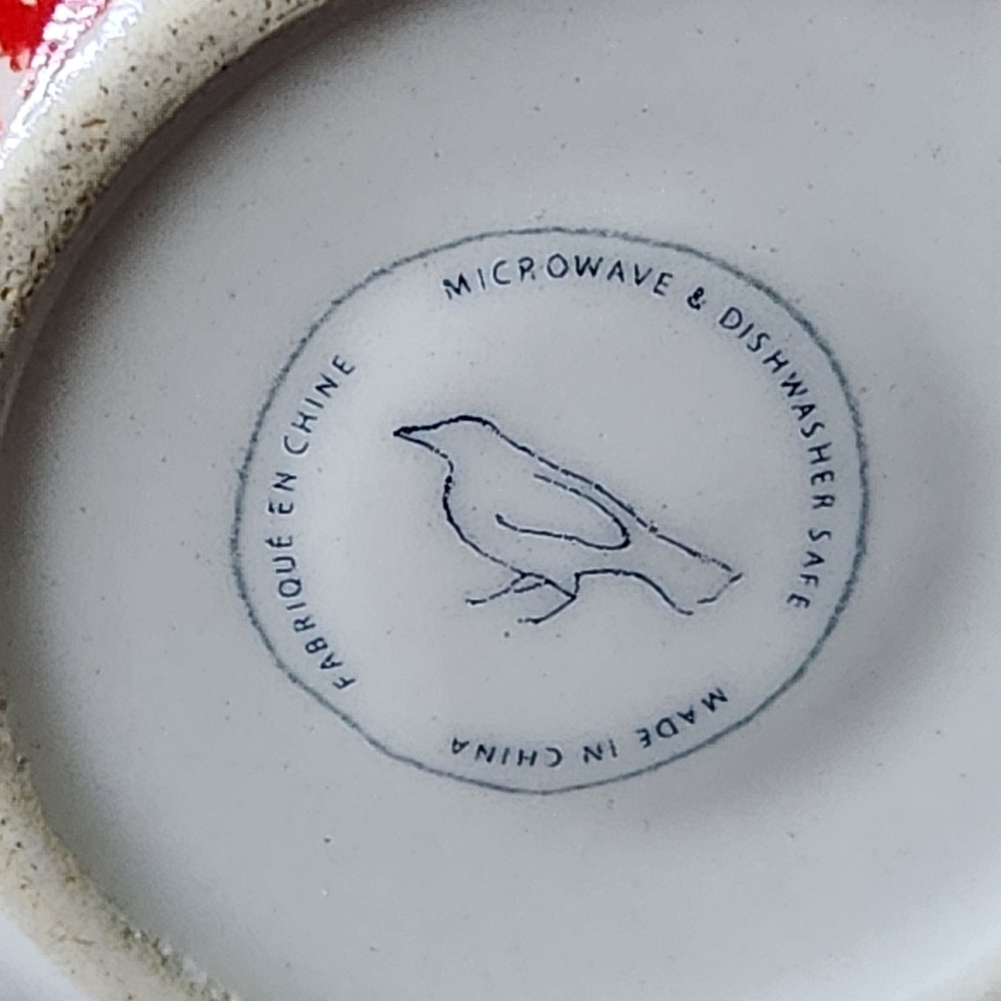 Anthropologie Homegrown Monogram L Red Floral Toile Initial Mug