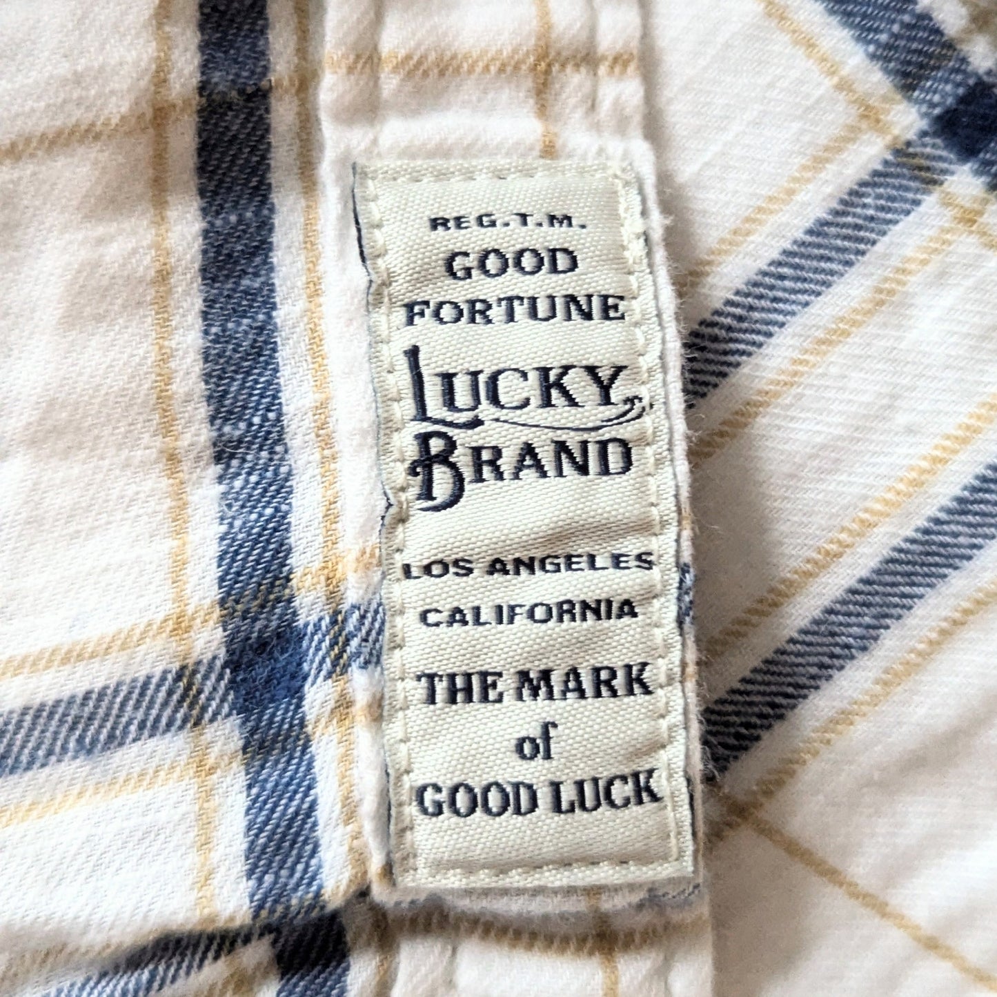 Lucky Brand Men's Short Sleeve Classic Fit Blue Plaid Cotton Flannel Shirt Sz XL