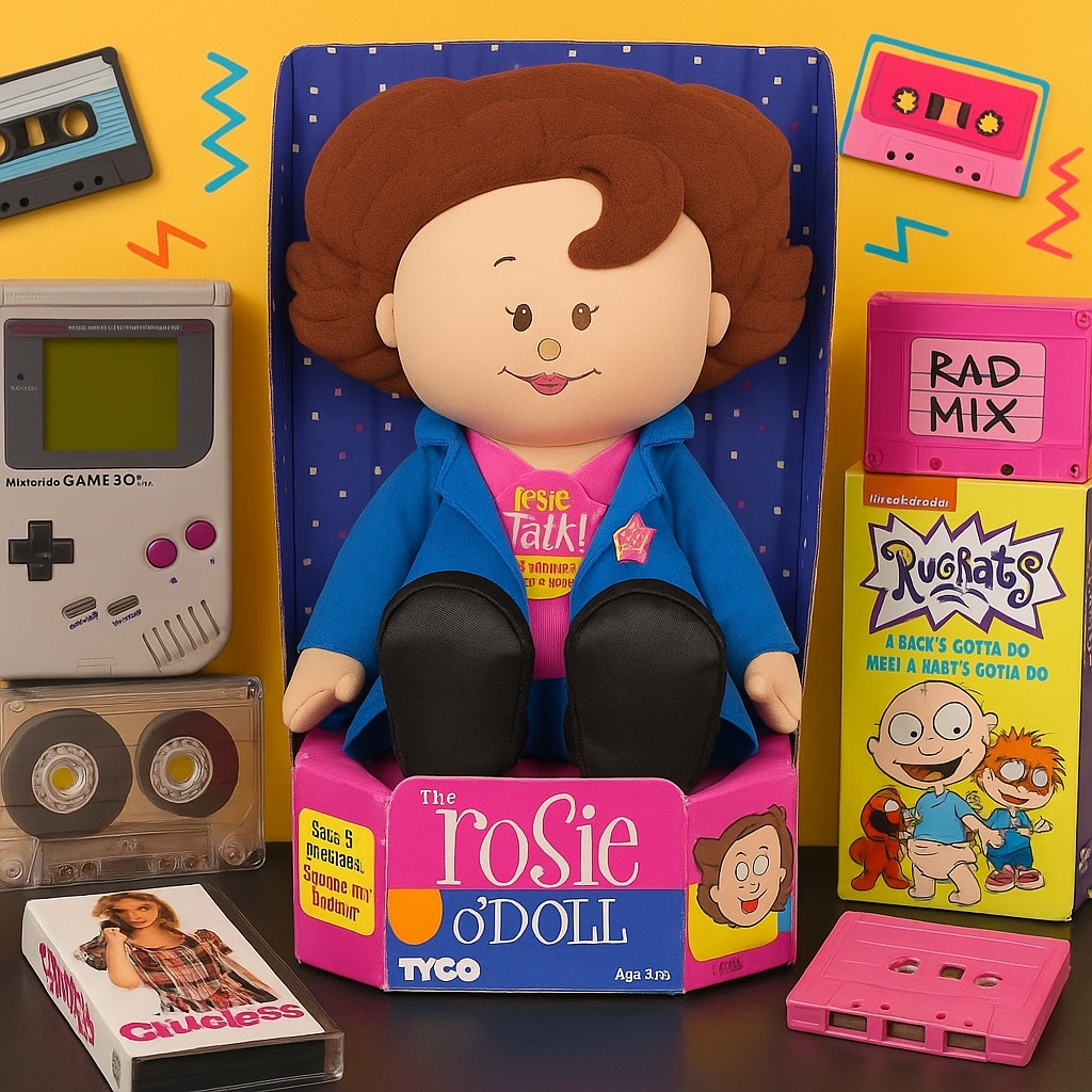 Vintage Rosie O’Donnell Talking Doll – 1990s Tyco Plush – Works! NIB Toys R Us Box – Kids Pop Culture Collectible