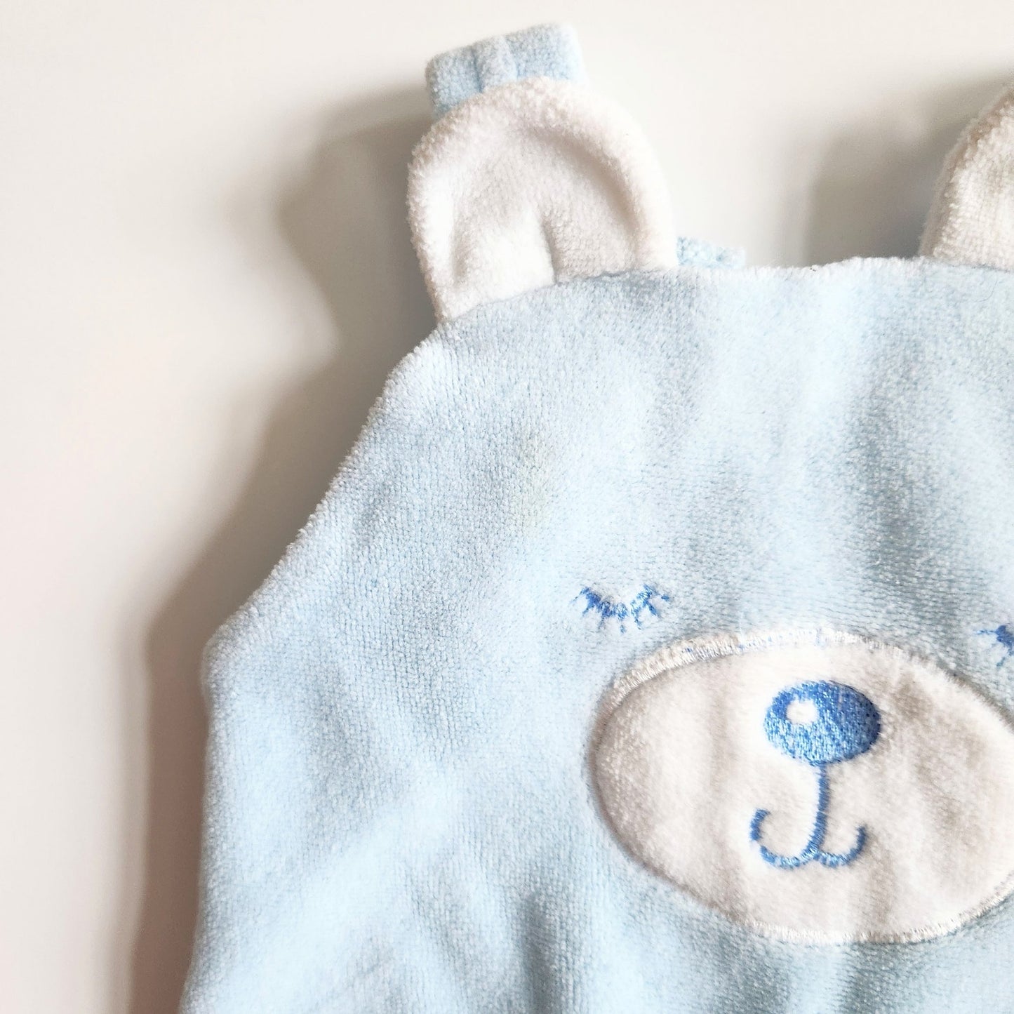 Carter's Vintage 1980s Velour Baby Blue Bear Footie Overalls Size 0-3 months