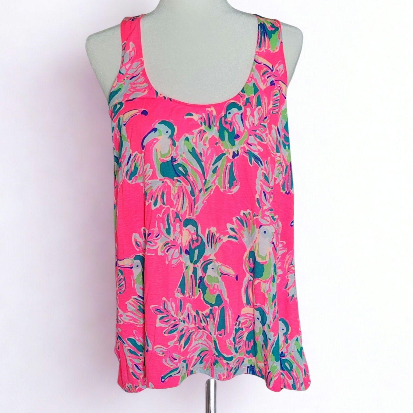 Lilly Pulitzer Women's Monterey Racerback Pink Toucan Tango Tank Top Shirt M