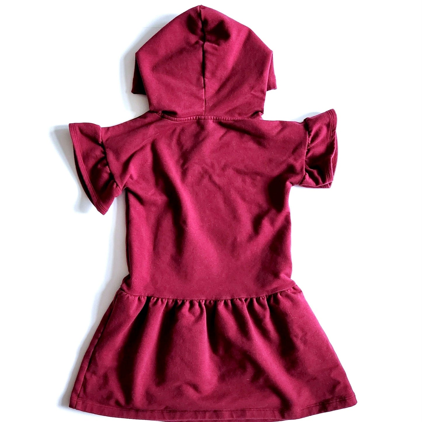 Janie and Jack Burgundy Hooded Dress Size 5 French Terry Dropped Waist Preppy