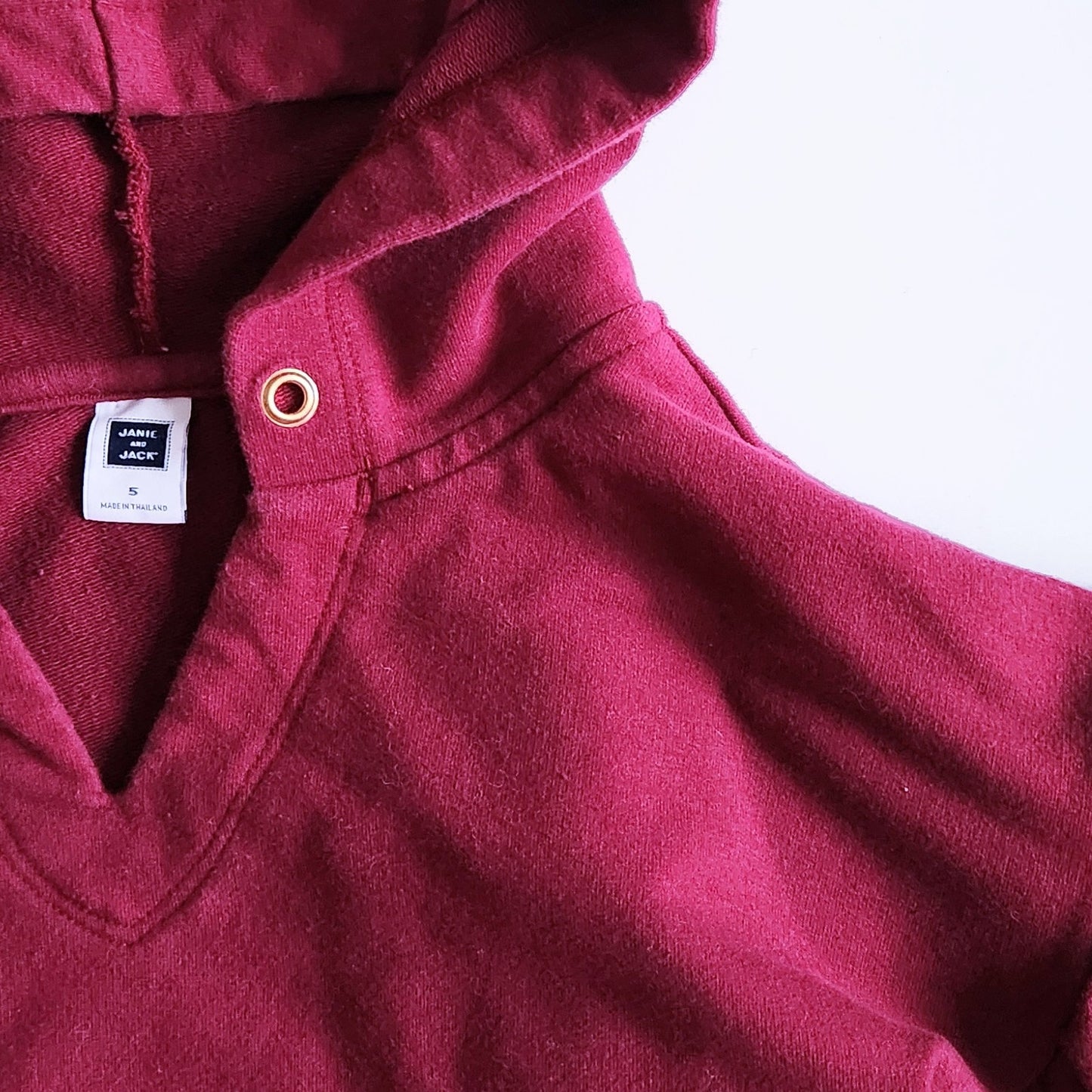 Janie and Jack Burgundy Hooded Dress Size 5 French Terry Dropped Waist Preppy
