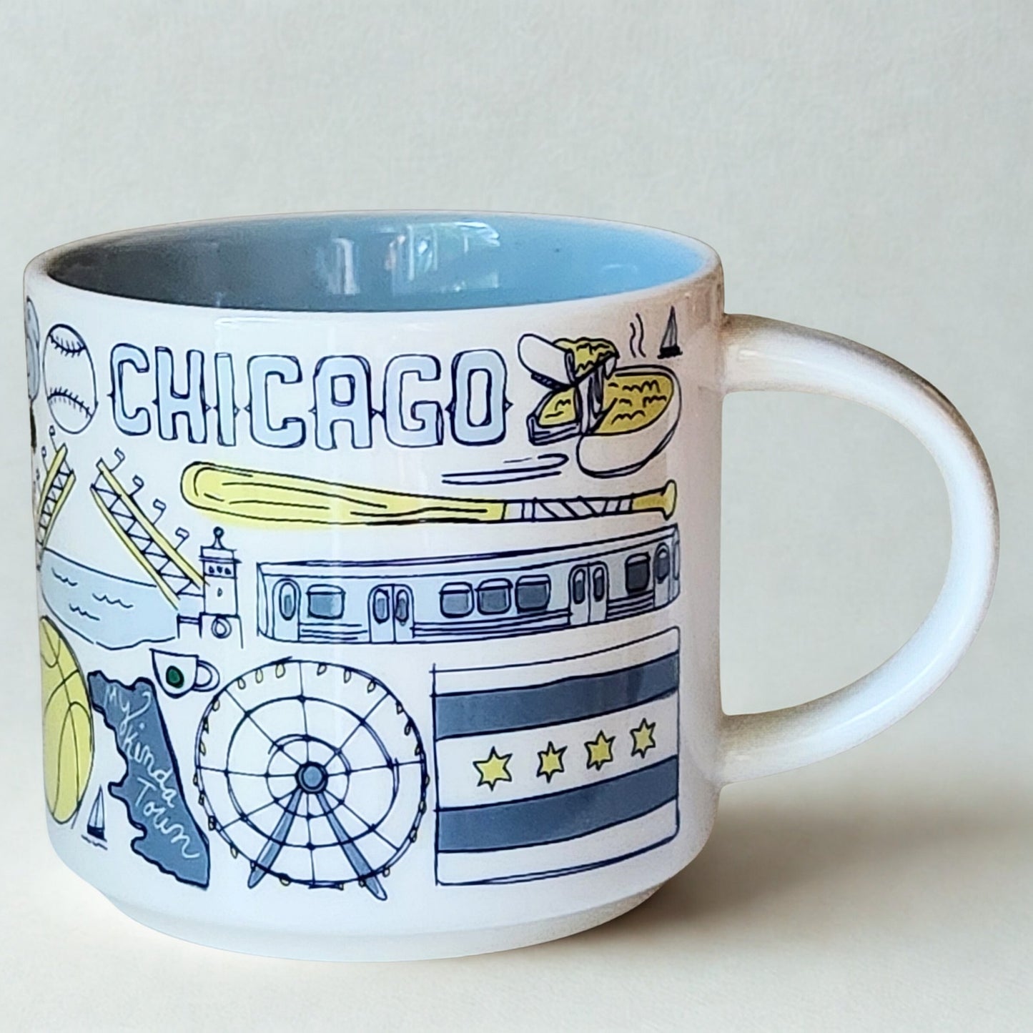 Starbucks Chicago Been There Series Collectible Ceramic Blue Glazed Coffee Mug | Home