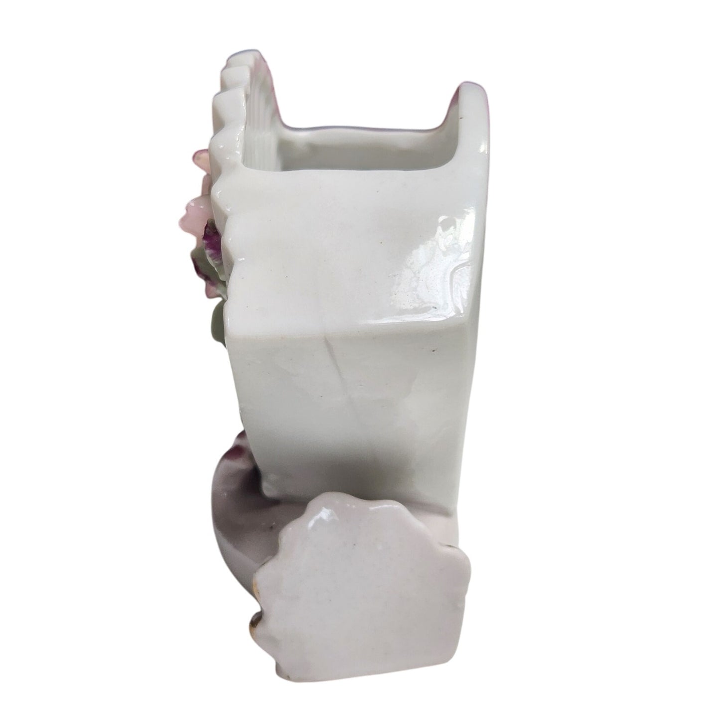 Lefton China Vintage 50s Ceramic Vase Planter Hand Holding Fan with Pink Roses | Home