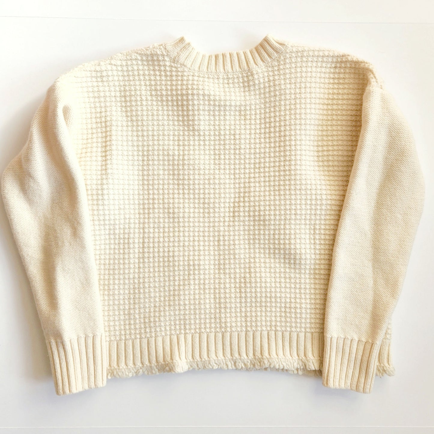 Madewell Stitchmix Pullover Sweater Ivory Merino Wool Size Small EUC