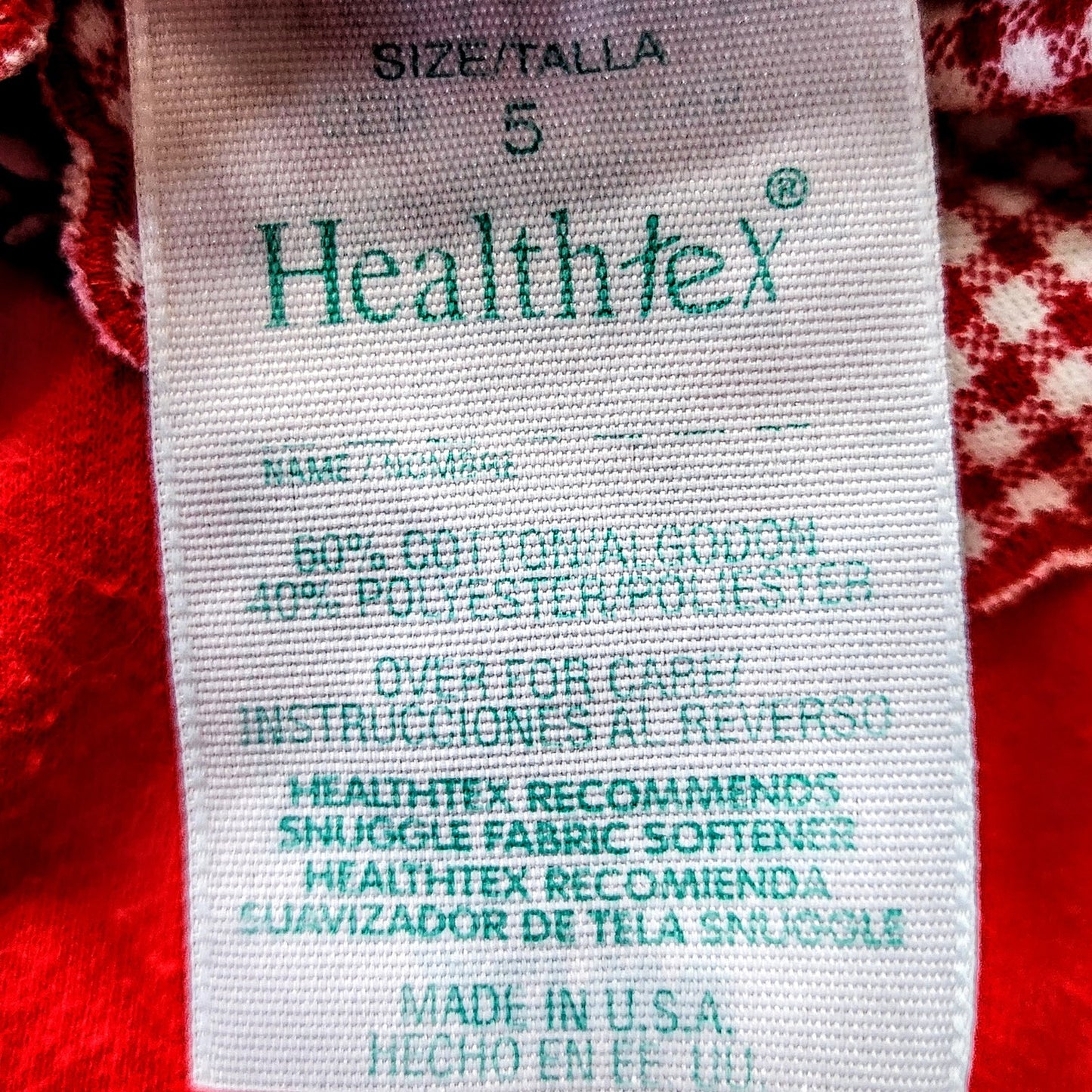Healthtex Vintage 1980s Girls Red Gingham Collared Cherry Swing Top Size 5
