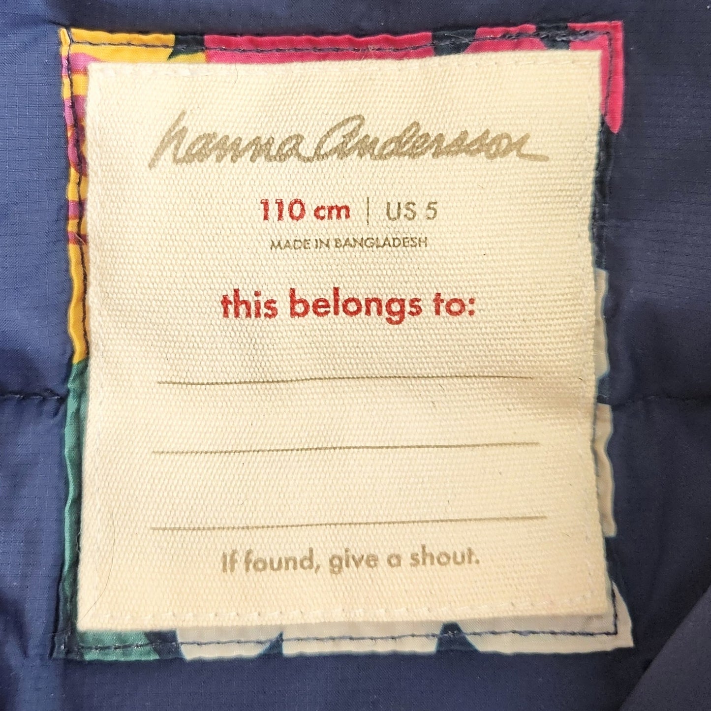 Hanna Andersson Superlight Down Vest Navy Multi Floral Size 5 | 110 cm