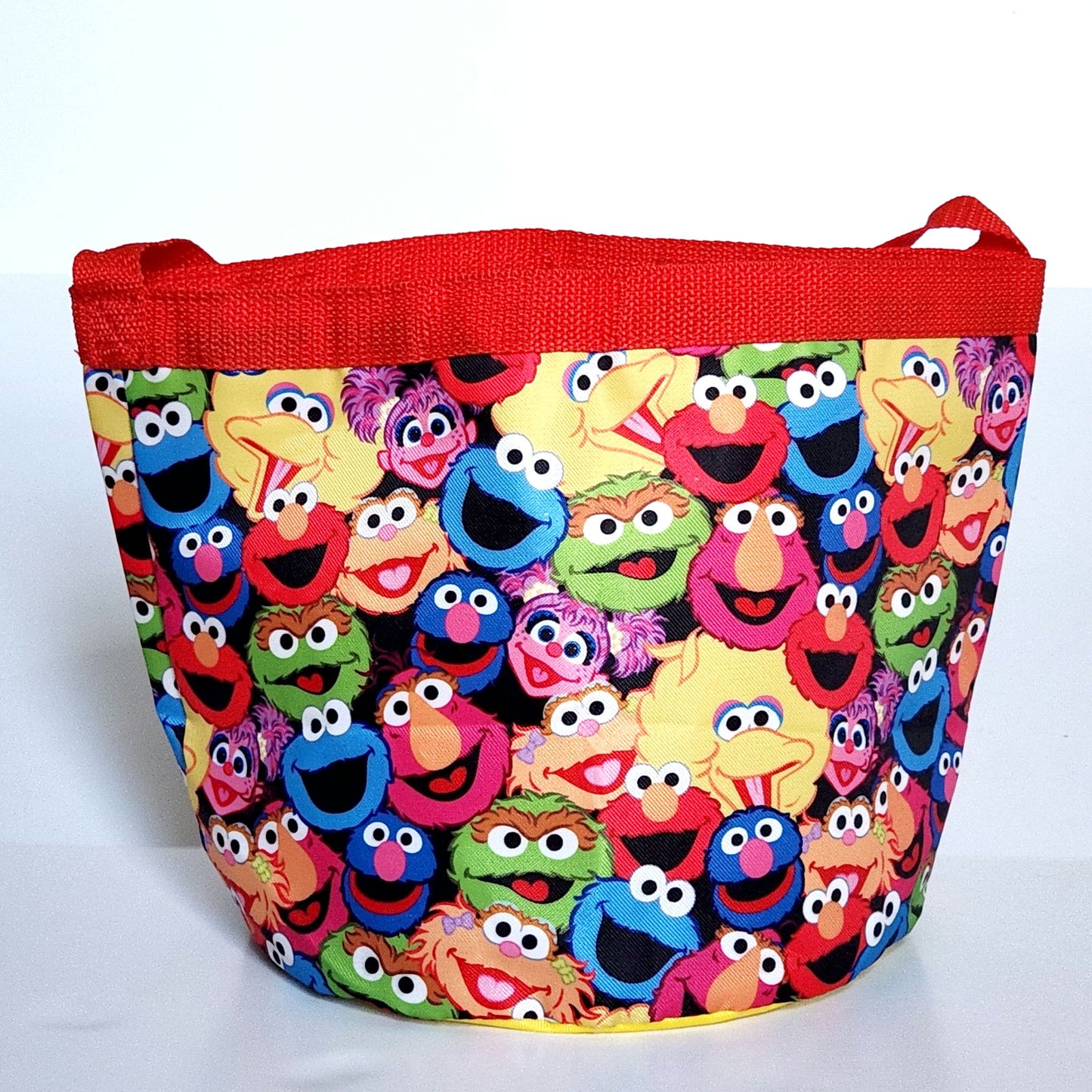 Sesame Street Elmo Kids Collapsible Nylon Gift Basket Bucket Tote Bag