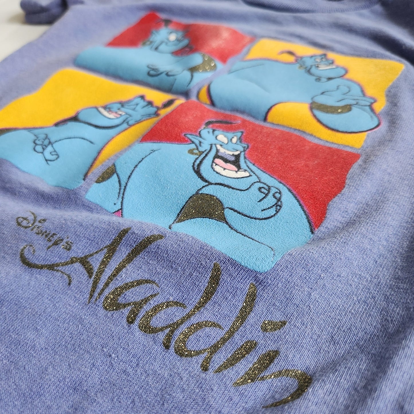 Disney Vintage 1990s Aladdin Toddler Kids Genie Sparkle Blue T-shirt Size 2T