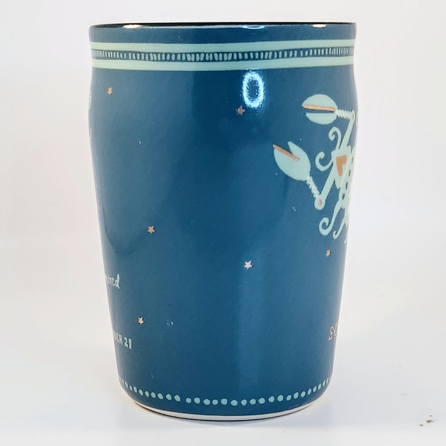 Anthropologie Danielle Kroll Teal & Metallic Gold Zodiac "Scorpio" Mug 14 oz | Home