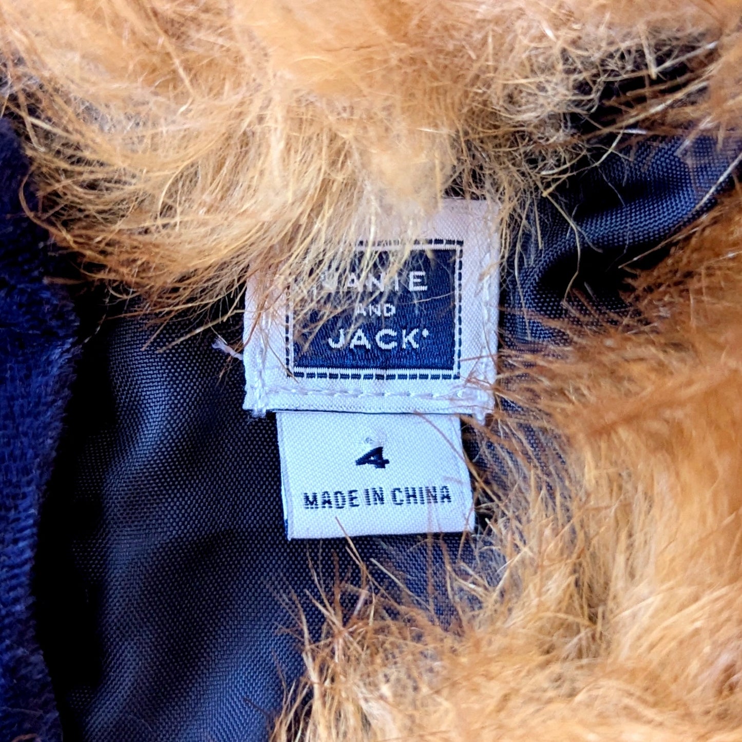 Janie and Jack Girls Blue Velvet Faux Fur Collar Bow Sleeves Dress Sz 4