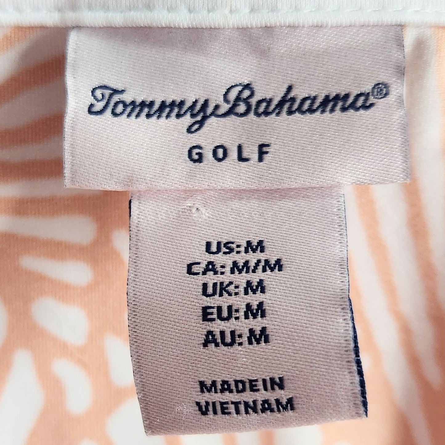 Tommy Bahama Women's Sleeveless Orange & White Print Polo Golf Shirt Size M