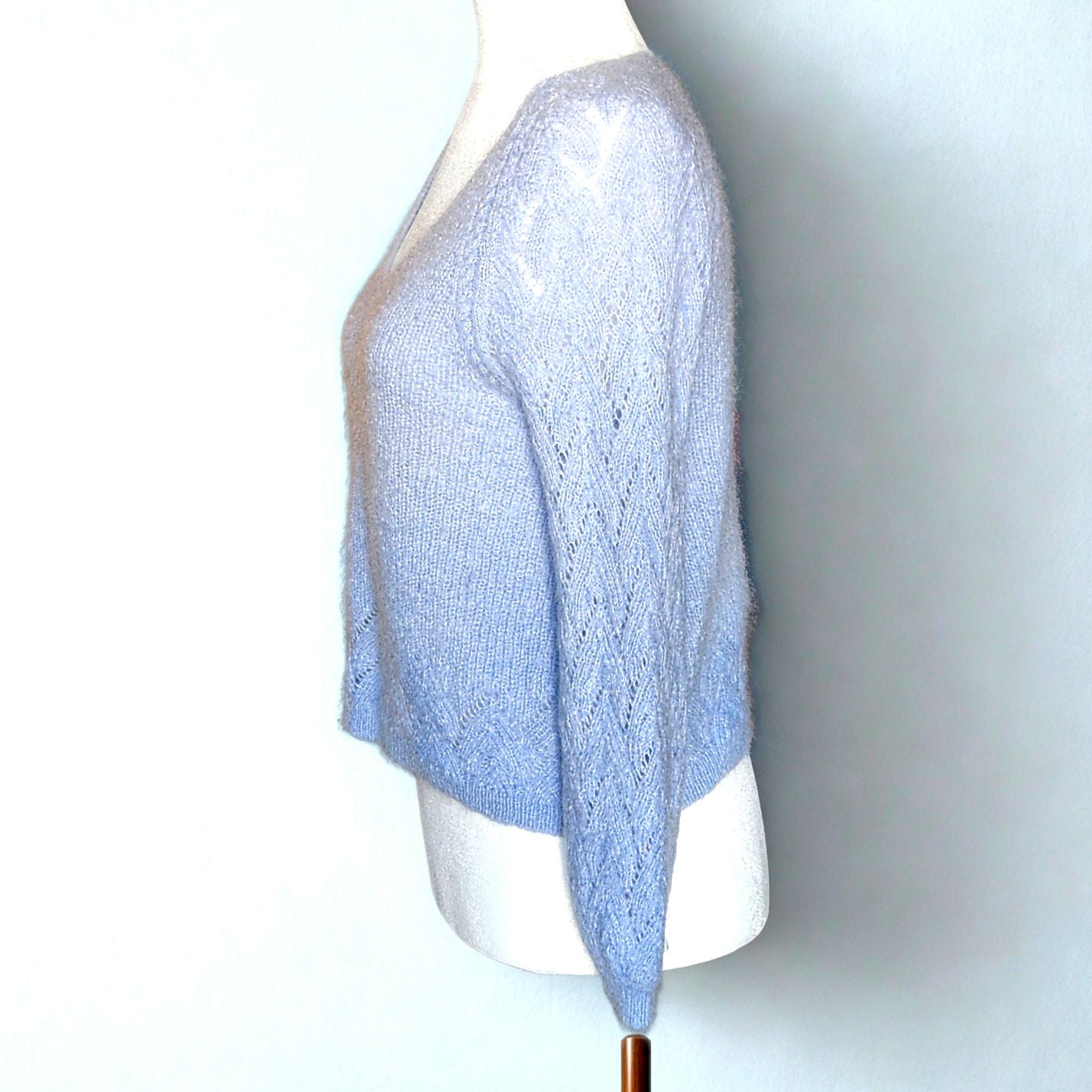 Sezane Women's Diane Jumper Mohair Bishop Sleeve Sweater Light Blue Size M
