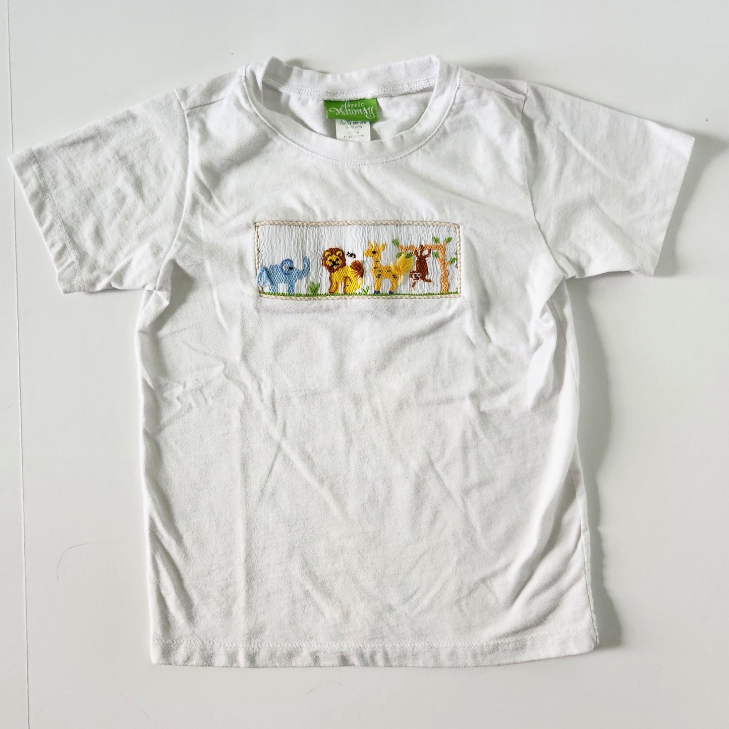 🦁Classic Whimsy Toddler Jungle Animal Smocked Tee Kids Size 5
