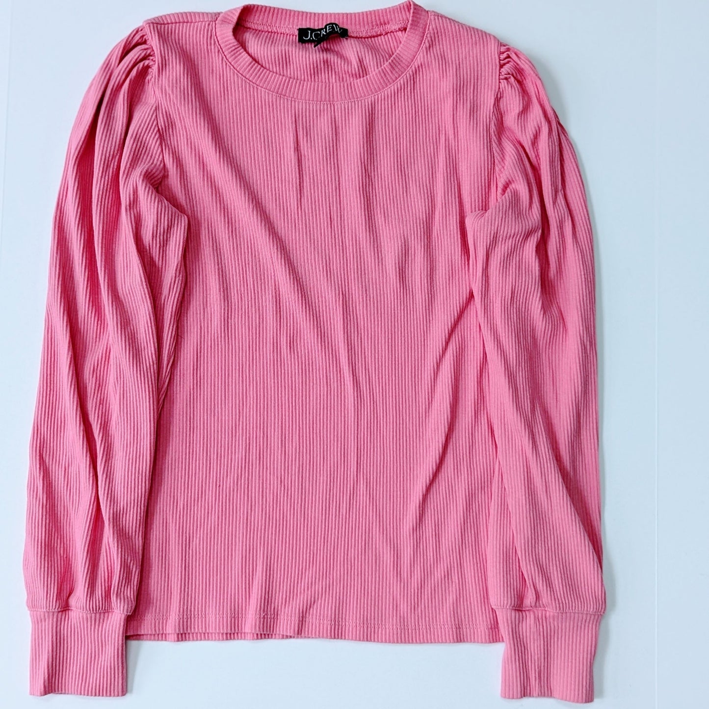 J.Crew Pointelle Pink Long Puffed Sleeve T-shirt Women Size M Cotton Modal Blend
