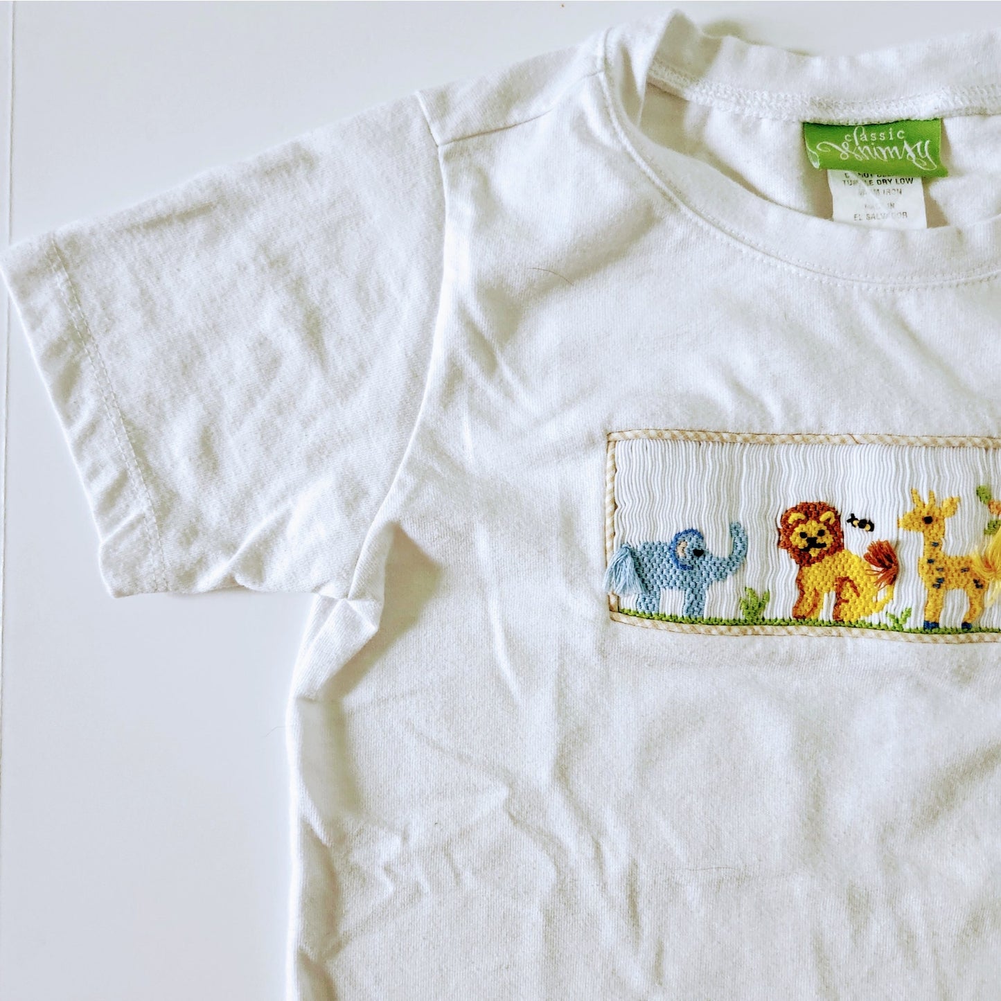 🦁Classic Whimsy Toddler Jungle Animal Smocked Tee Kids Size 5