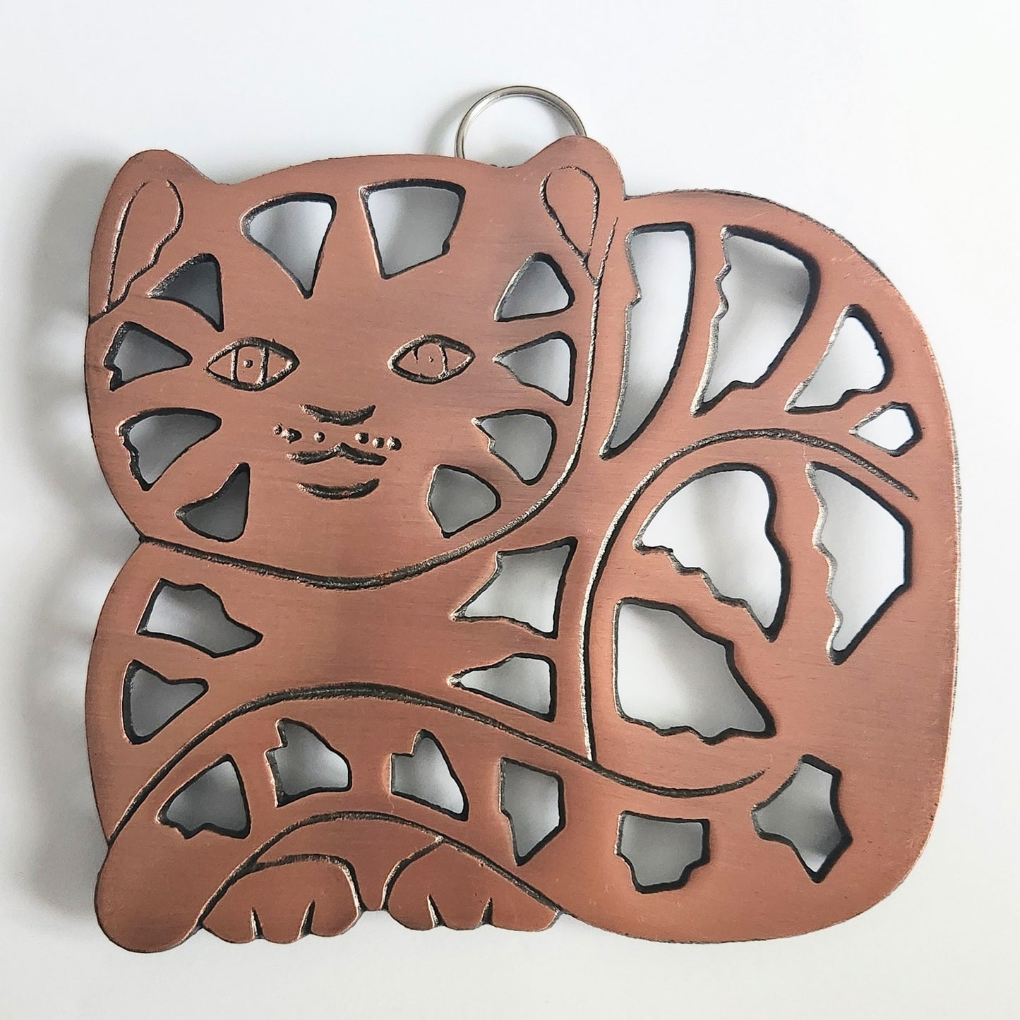 Old Dutch International Vintage 1995 Cast Iron Copper Coated Footed Cat Trivet