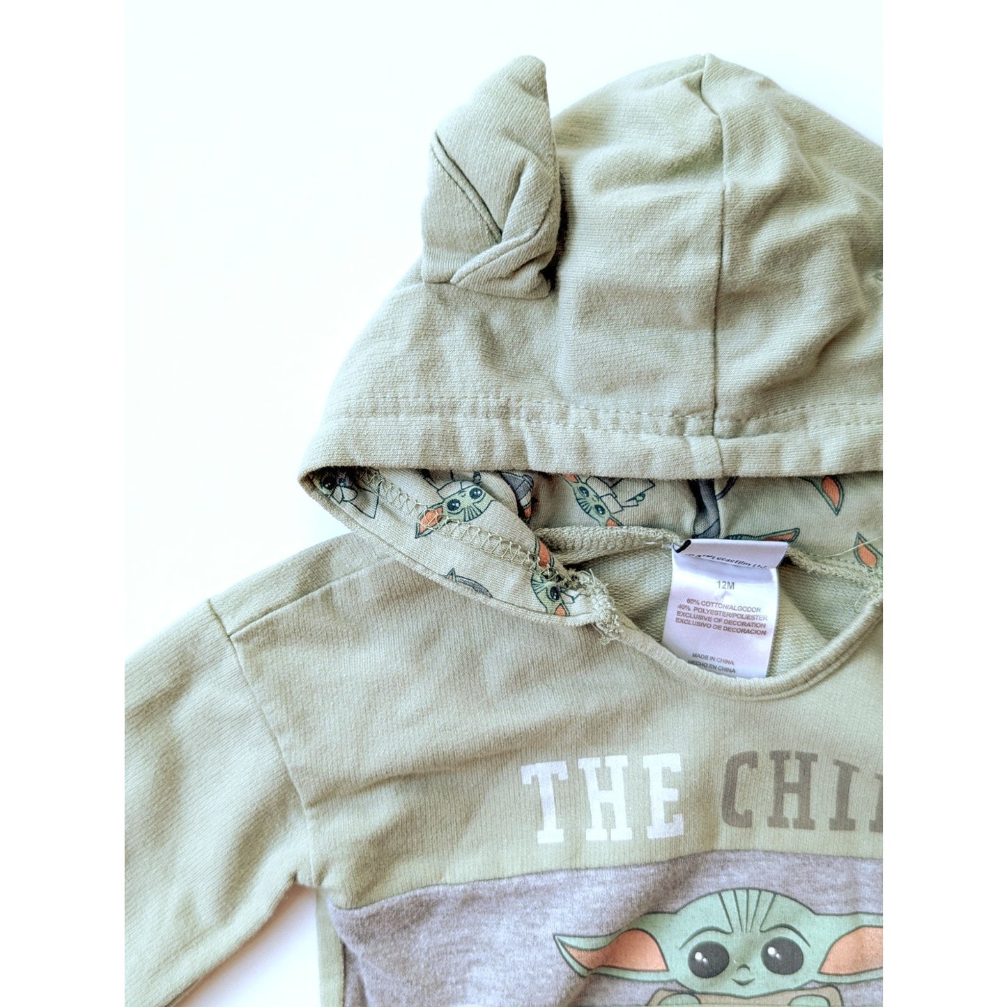 Star Wars Baby Yoda French Terry Pullover Hoodie Grogu The Child Size 12 months