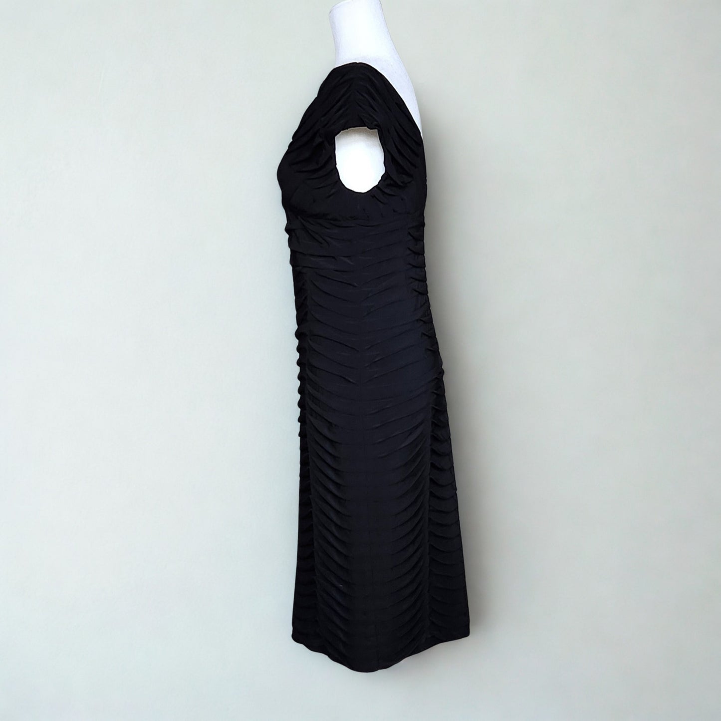 🖤 Adrianna Papell Black Ruched Vintage Style Cocktail Dress Women’s Size 8