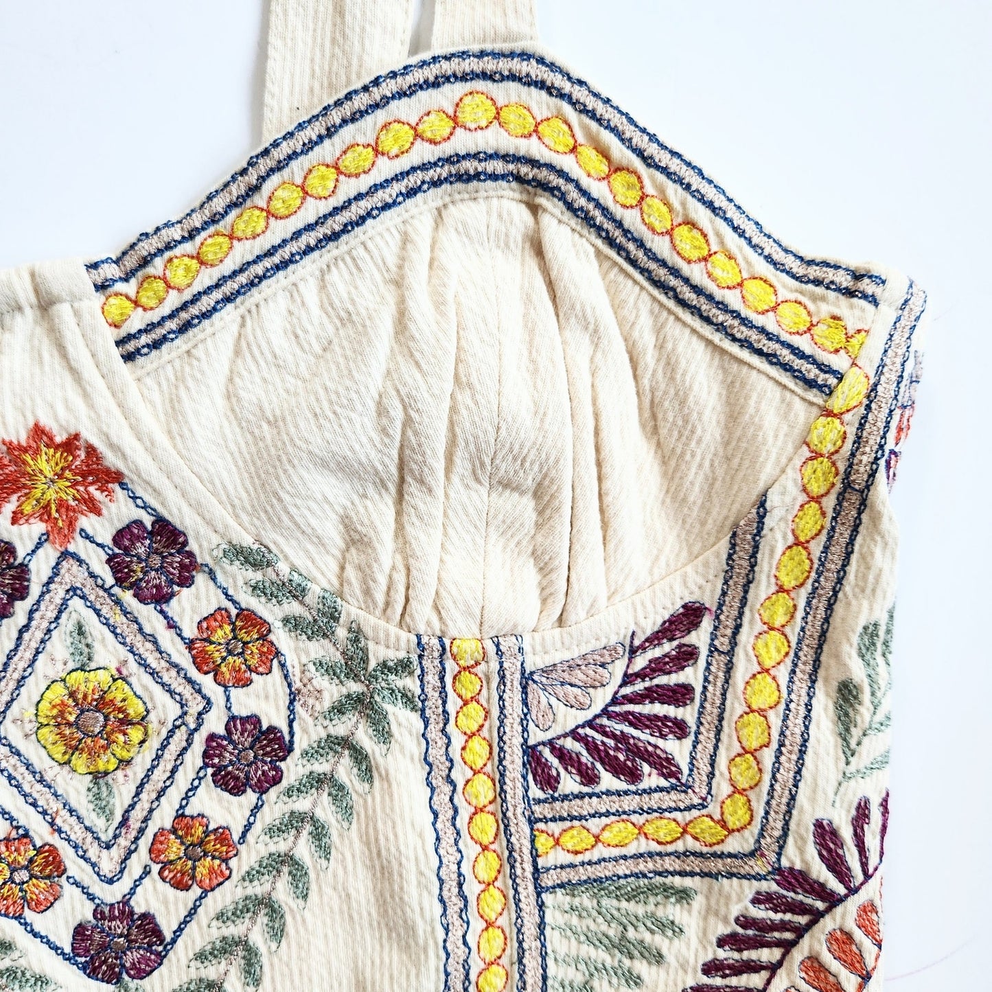 Free People Women's Datura Corset Sleeveless Crop Top Boho Metallic Embroidery Size S