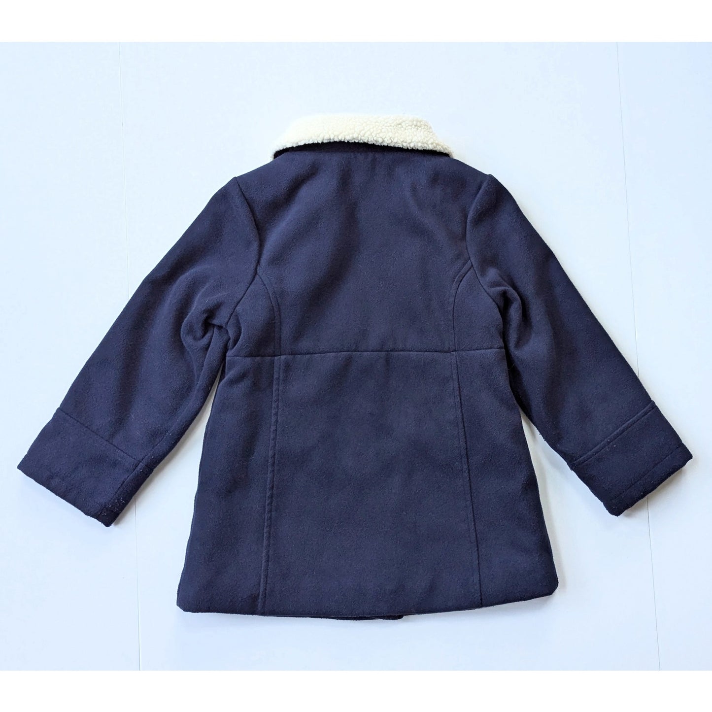 OshKosh B'Gosh Girls Double Breasted Faux Wool Coat Navy Shearling Sz 6X
