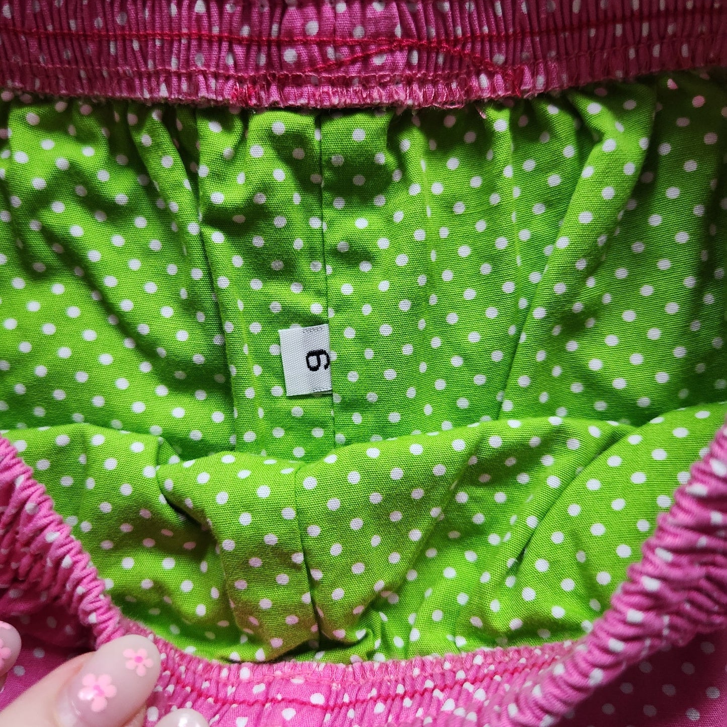 Beaux et Belles New Orleans 2-piece Pink & Green Polka Dot Flip Flops Set Size 6