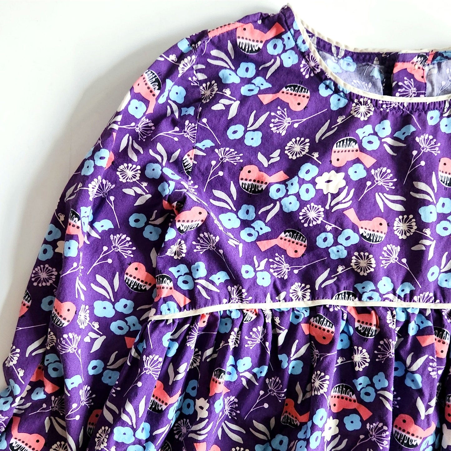 Hanna Andersson Girls Bird Woven Top Chateau Purple Size 14-16 | 160 cm