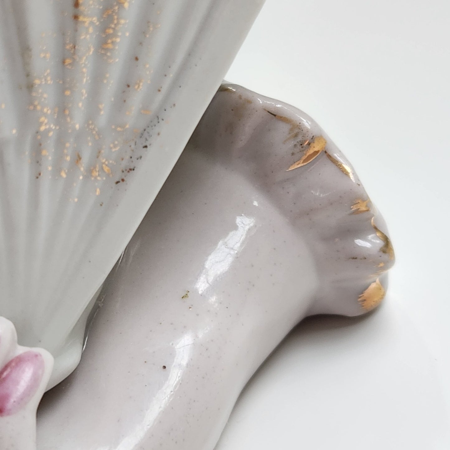 Lefton China Vintage 50s Ceramic Vase Planter Hand Holding Fan with Pink Roses | Home