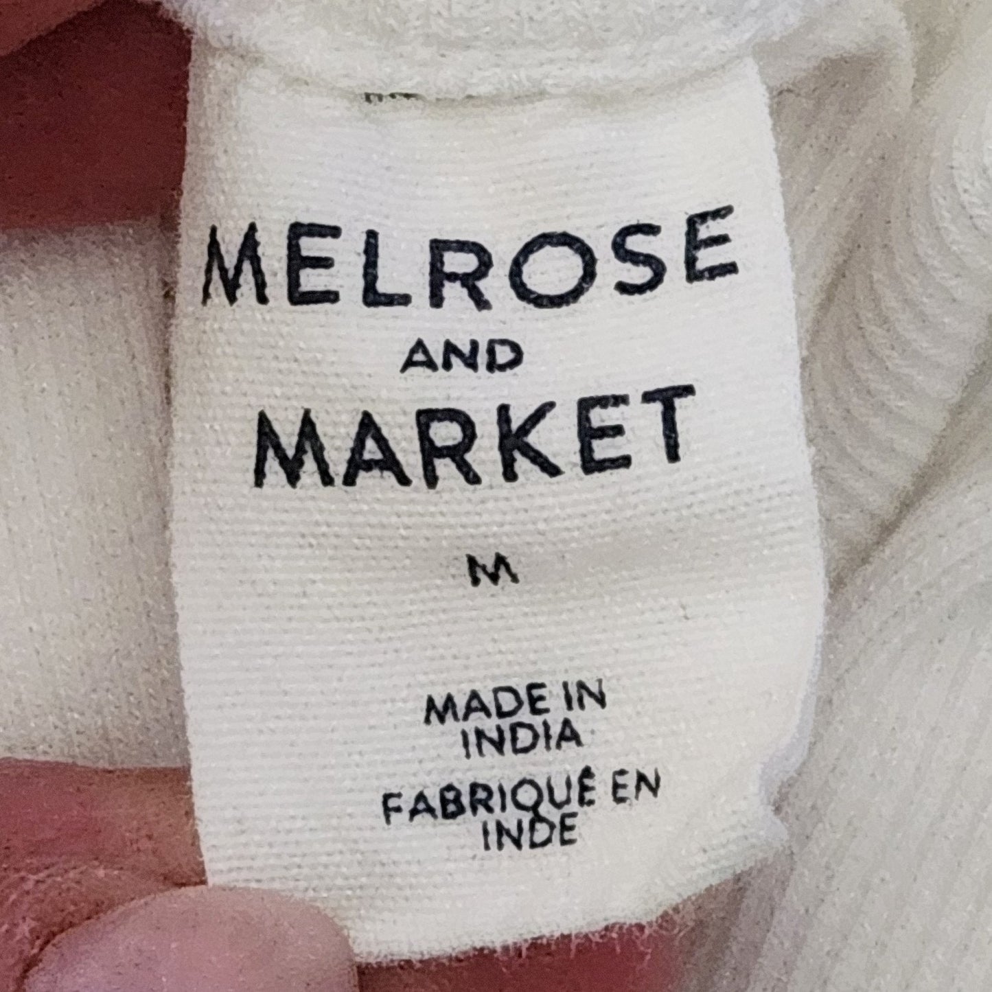 Melrose & Market Women's Cropped White Ribbed T-shirt Size M