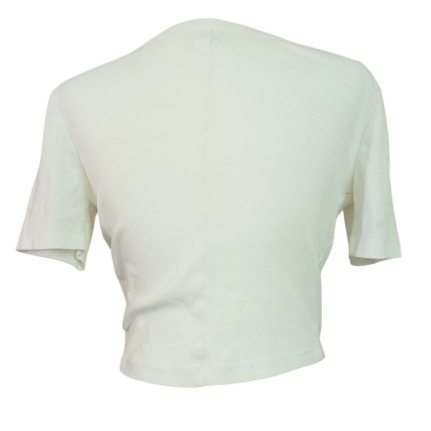 Melrose & Market Women's Cropped White Ribbed T-shirt Size M