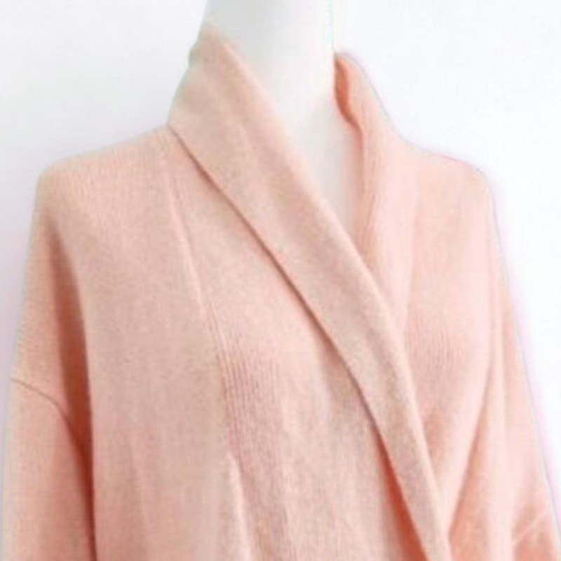Vintage 1980s Blush Peach Double Breasted Wrap Cardigan Sweater | Women’s Size L 12–14 | Drop Shoulder Cozy Retro Knit