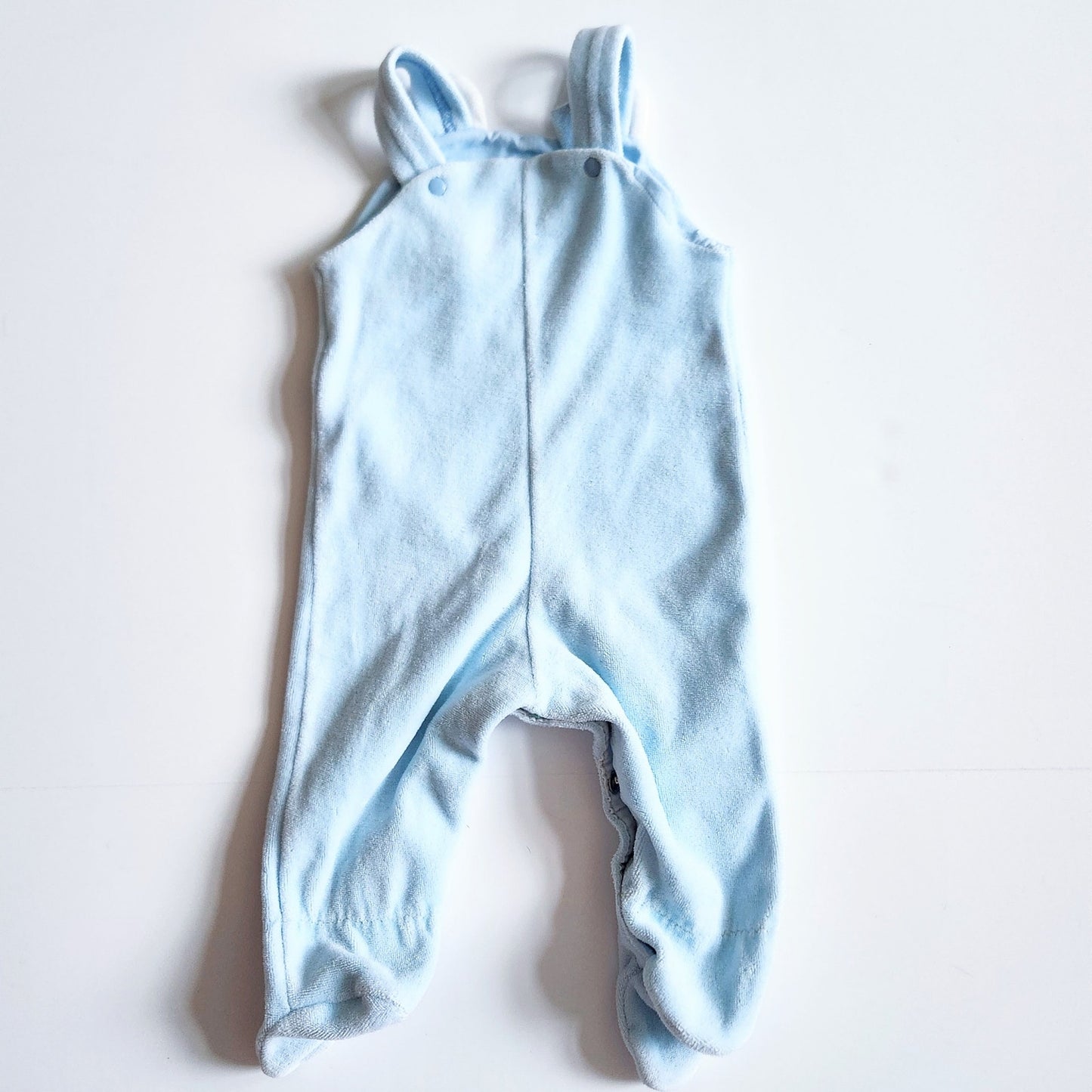 Carter's Vintage 1980s Velour Baby Blue Bear Footie Overalls Size 0-3 months