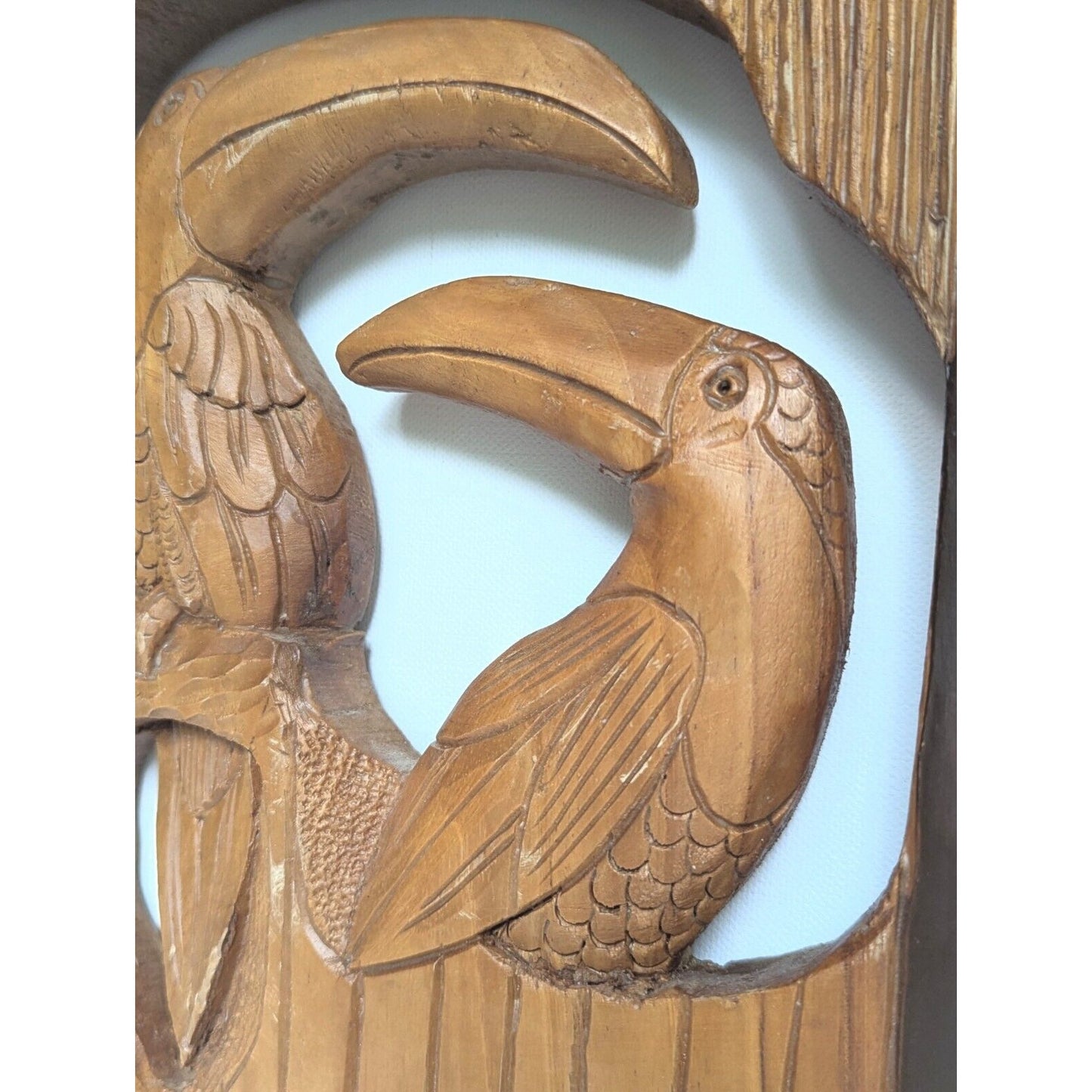 Vintage Hand Carved Wooden Toucans Wall Hanging from Costa Rica South America