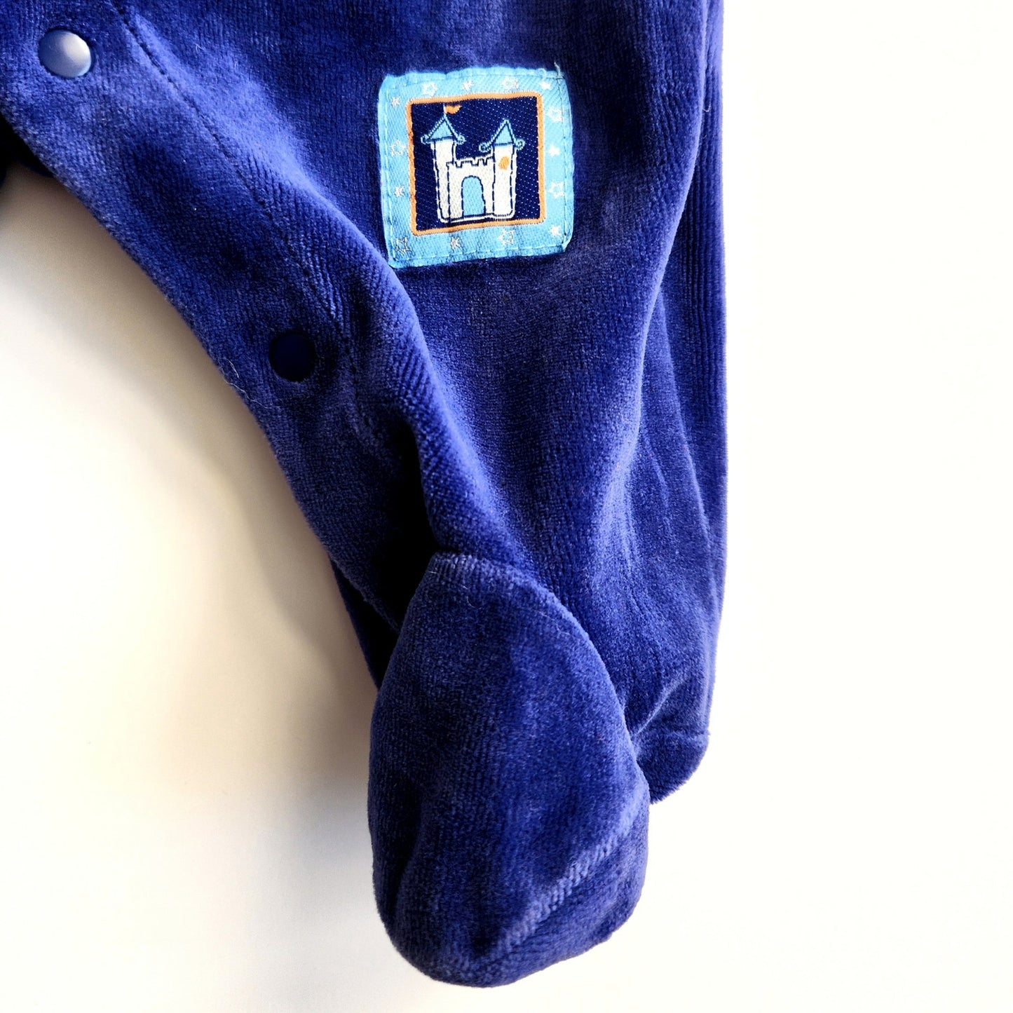 Carter's Vintage Y2K Blue Dragon & Knight Velour Footed Pajamas Sz 0-3 mos