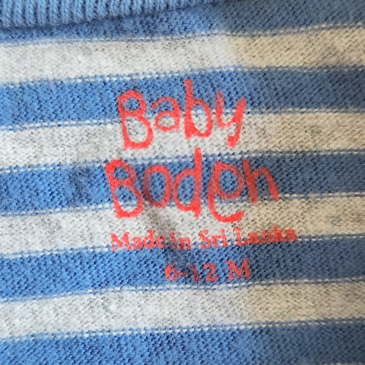 Baby Boden Infant Blue Striped Sheep in Scarf Long Sleeve Tee Size 6-12 Months
