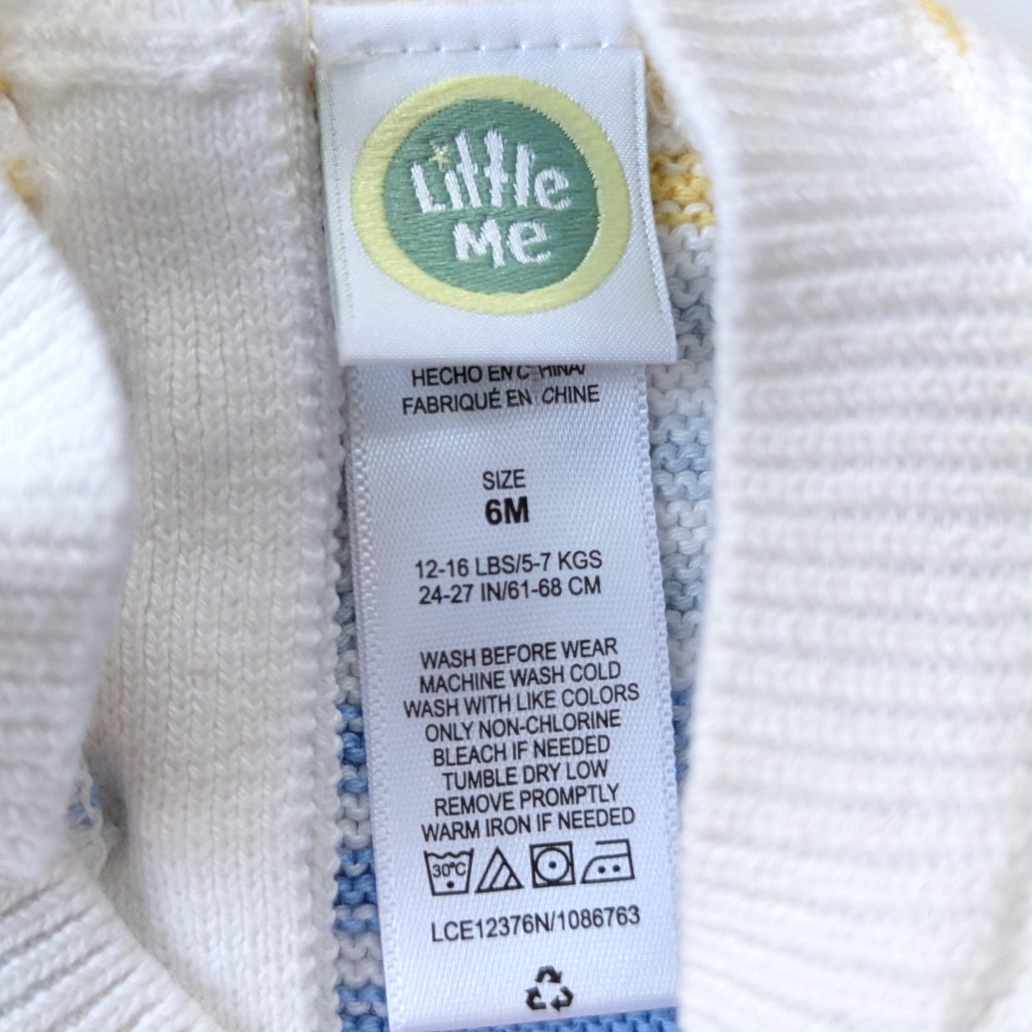 Little Me Rainbow Striped Cotton Sweater Long Sleeve Bodysuit Size 6 months EUC