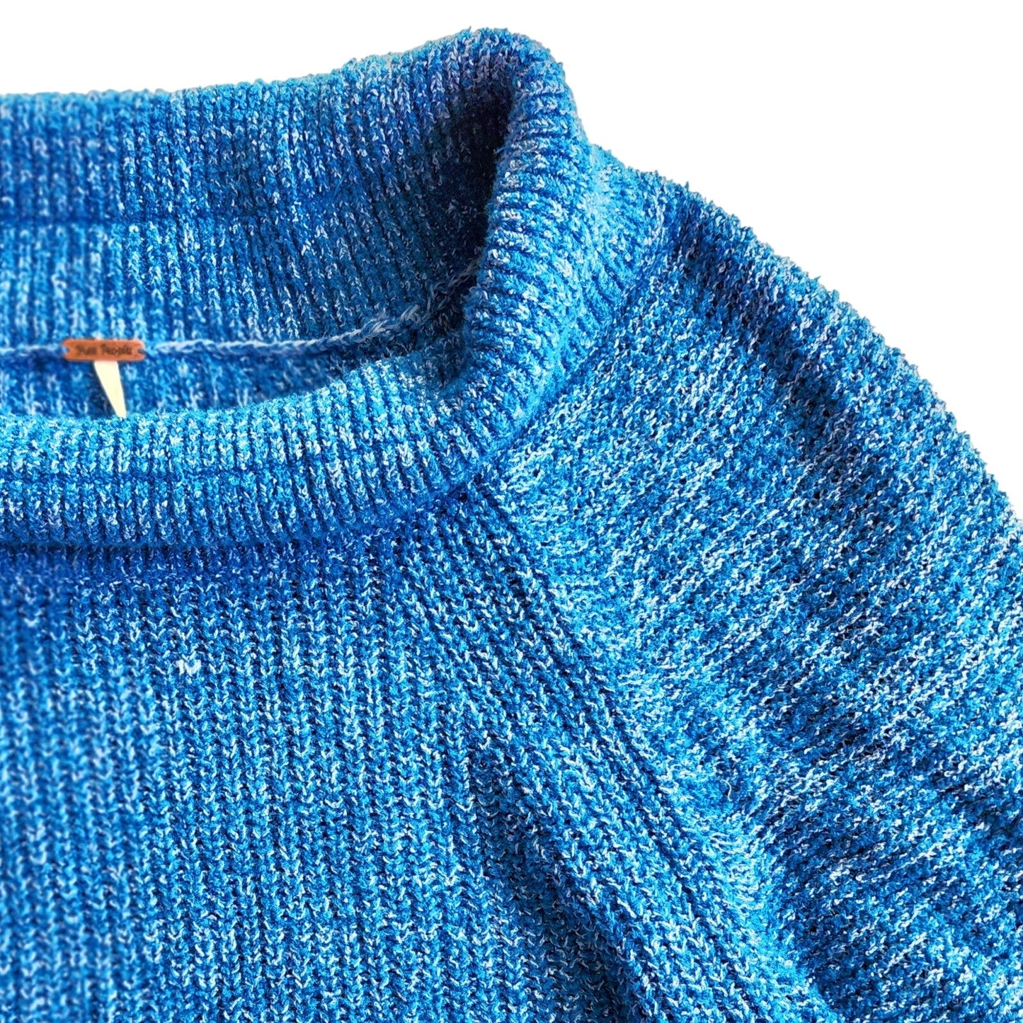 Free People Women's Edessa Pullover Knit Sweater Deep Sea Combo Blue Size M